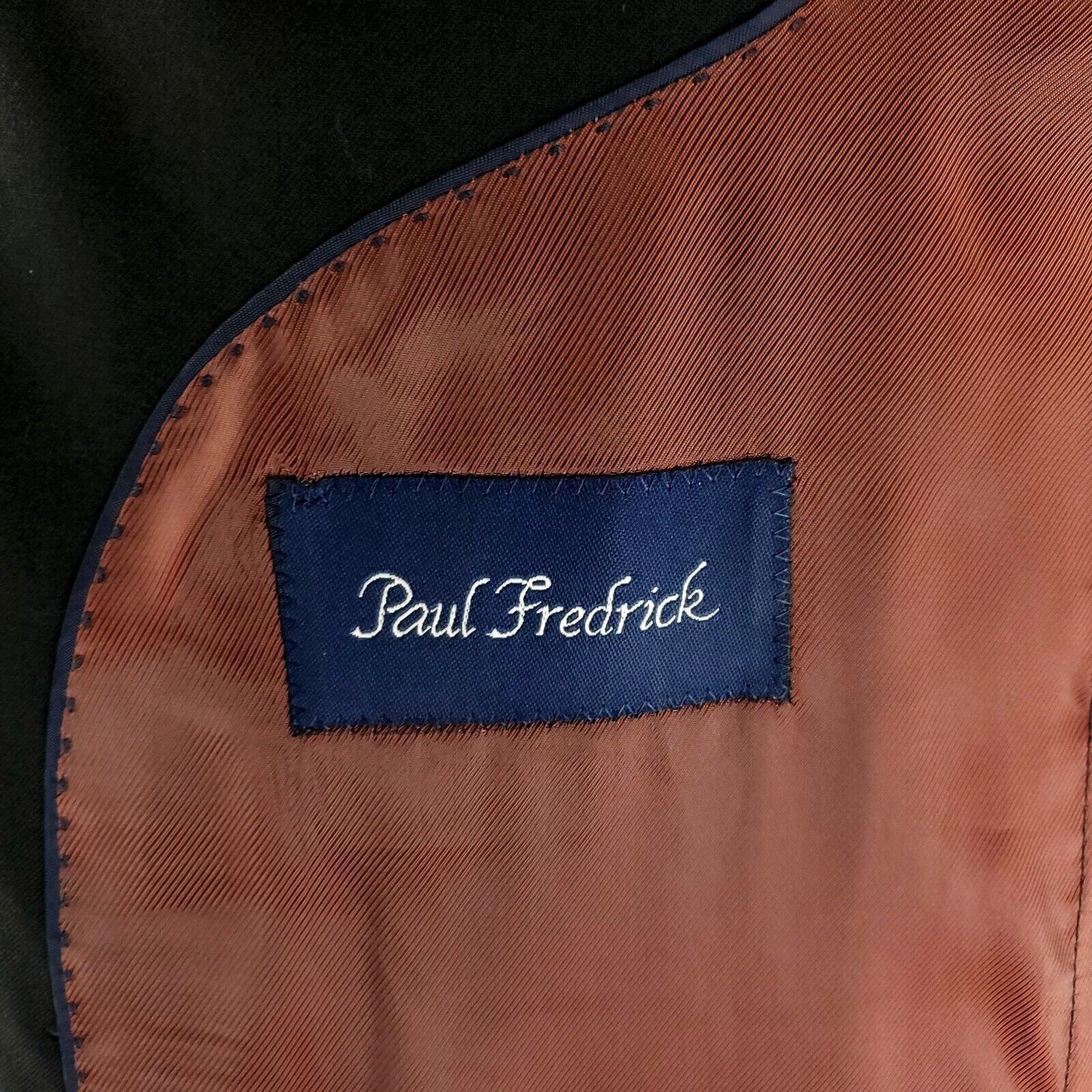 Paul Fredrick Paul Fredrick Wool 2 Bronze Button Blazer 44L Black Size 44L - 8 Thumbnail