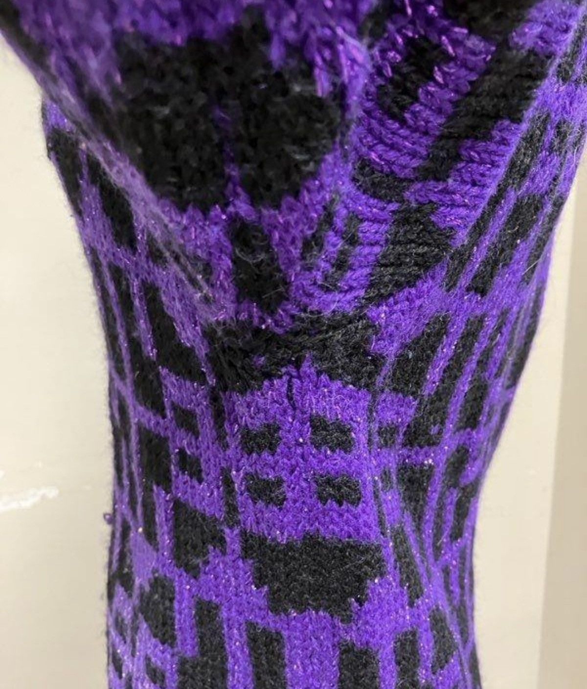 Dior Vintage 80s Christian Dior Wool Sweater Purple Black Size XXS / US 00 / IT 34 - 4 Thumbnail