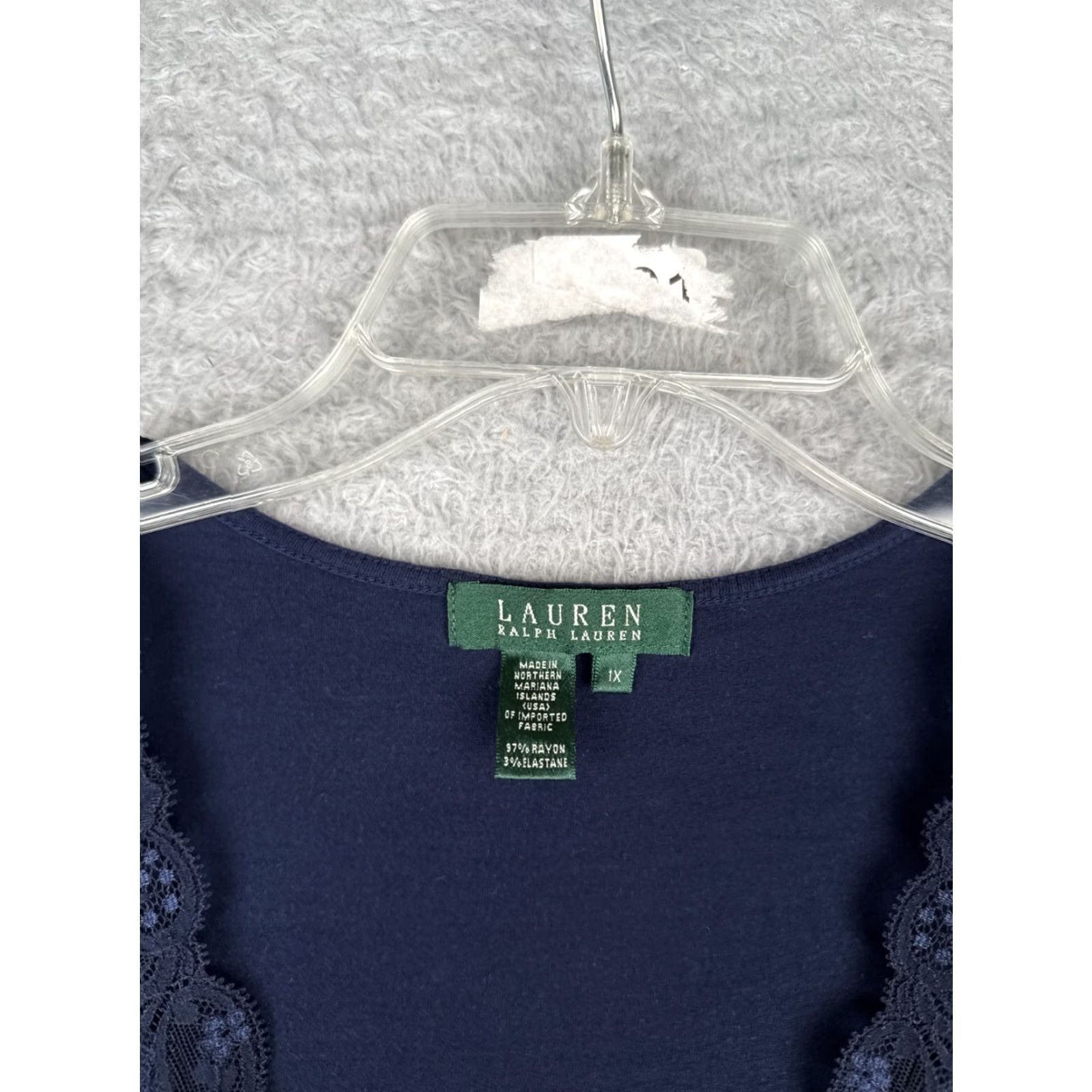 Ralph Lauren Lauren Ralph Lauren Tank Shirt Womens 1X Blue Floral Lace V-Neck Rayon Blend Size XL / US 12-14 / IT 48-50 - 6 Thumbnail