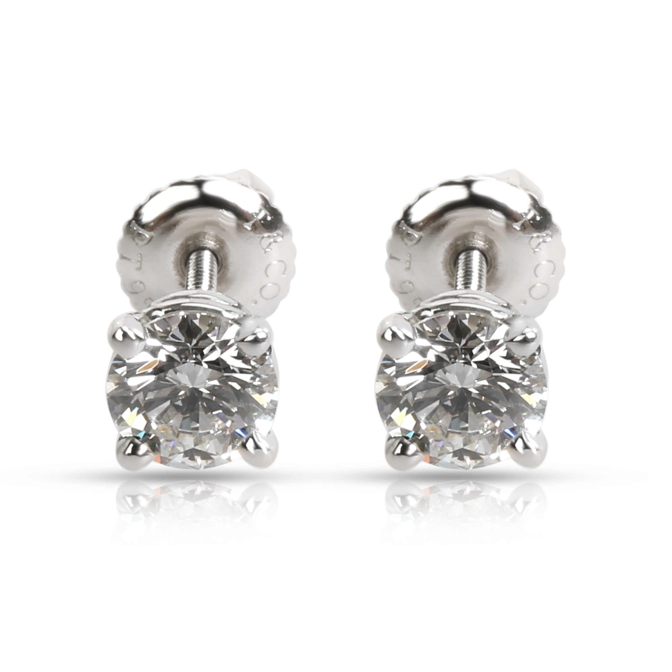 image of Tiffany Co Tiffany & Co. Diamond Stud Earring In Platinum 0.93 Ctw in Gold, Women's