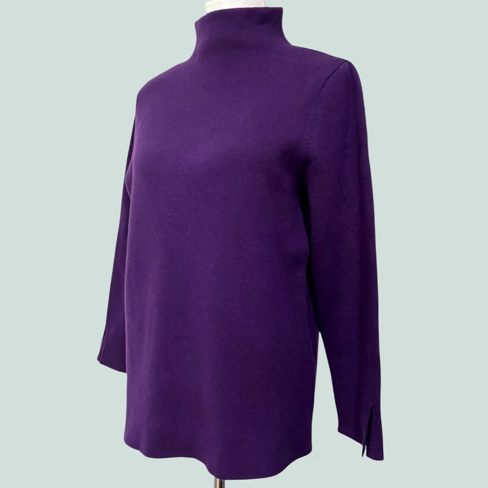 J. Jill VINTAGE J Jill Mock Neck Tunic Sweater Womens Petite M Purple Cotton Blend Cozy Soft Size M / US 6-8 / IT 42-44 - 1 Thumbnail