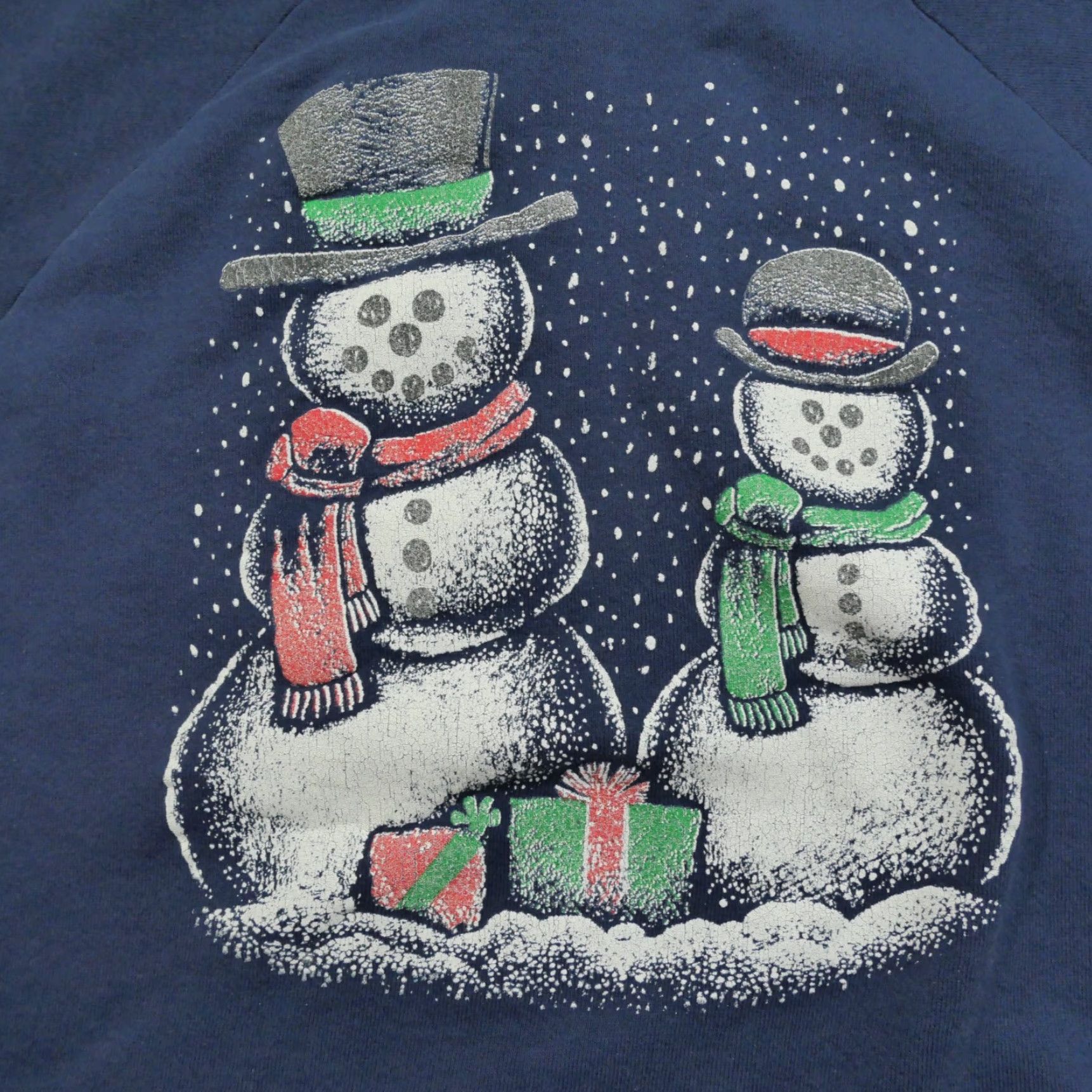 Vintage VINTAGE Womens XL Blue Pullover Raglan Sweatshirt Snowman Christmas 90s Raglan Crew Neck Cotton Blend Pull Over Size XL / US 12-14 / IT 48-50 - 2 Thumbnail