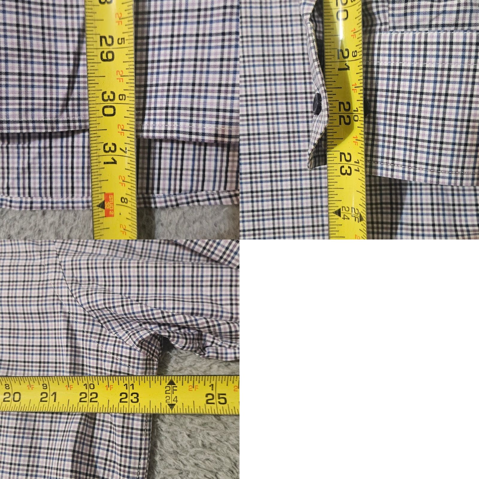 Eton Eton Shirt Mens Large 16.5-42 Purple Plaid Long Sleeve Cotton Shirt Size 42R - 8 Thumbnail