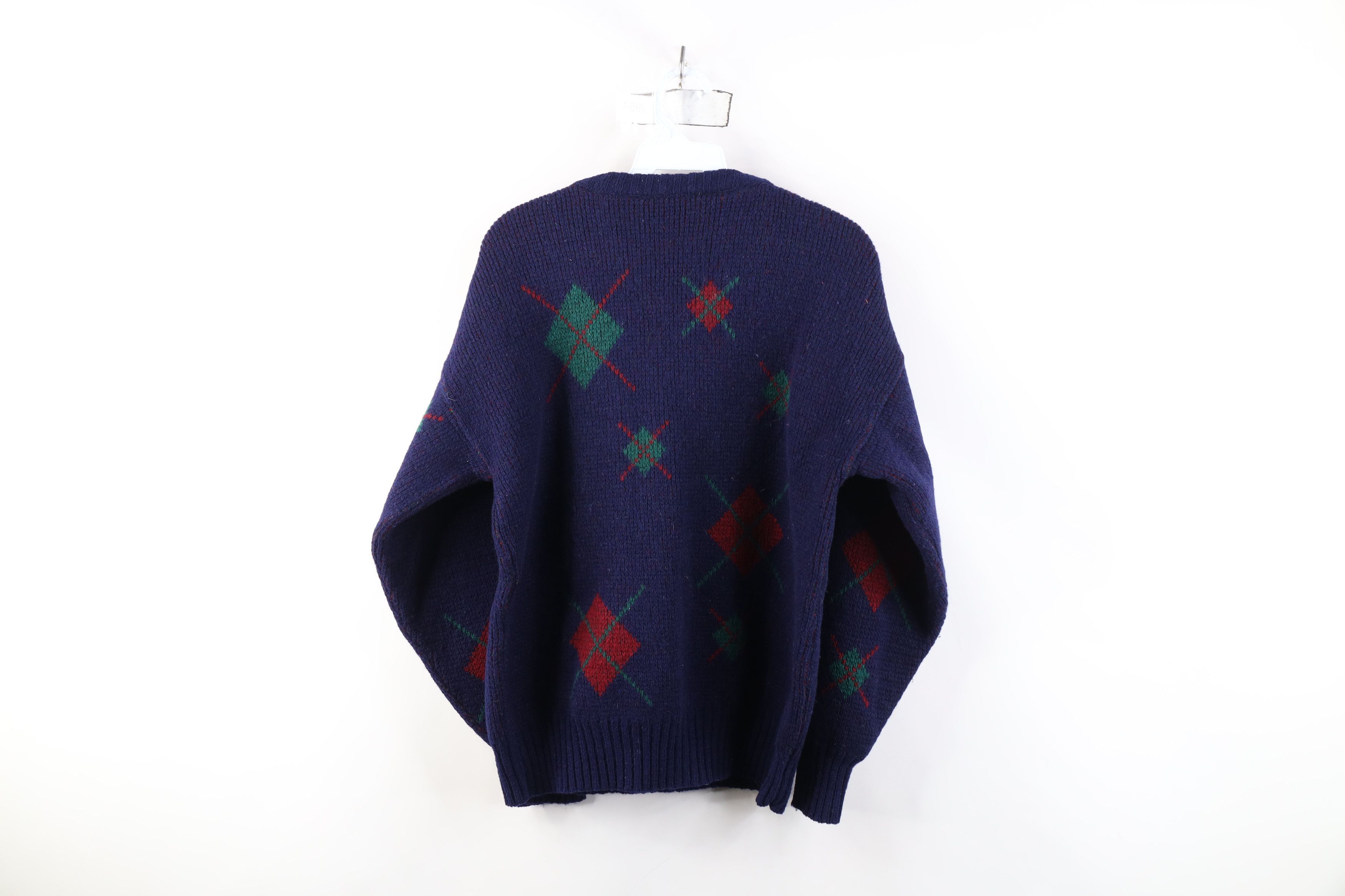 Vintage Vintage 70s Streetwear Argyle Wool Ribbed Knit Sweater Size L / US 10 / IT 46 - 12 Thumbnail
