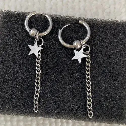 Jewelry Stainless Steel Star Dangle Drop Earrings for Men Women Size ONE SIZE - 4 Thumbnail