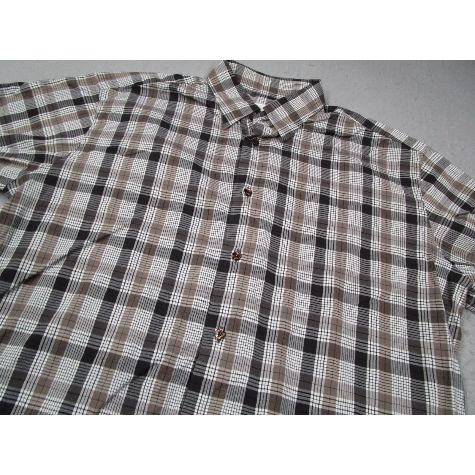 Brioni Brioni Mens Extra Large Brown Plaid Long Sleeve Dress Shirt Size 46R - 2 Thumbnail