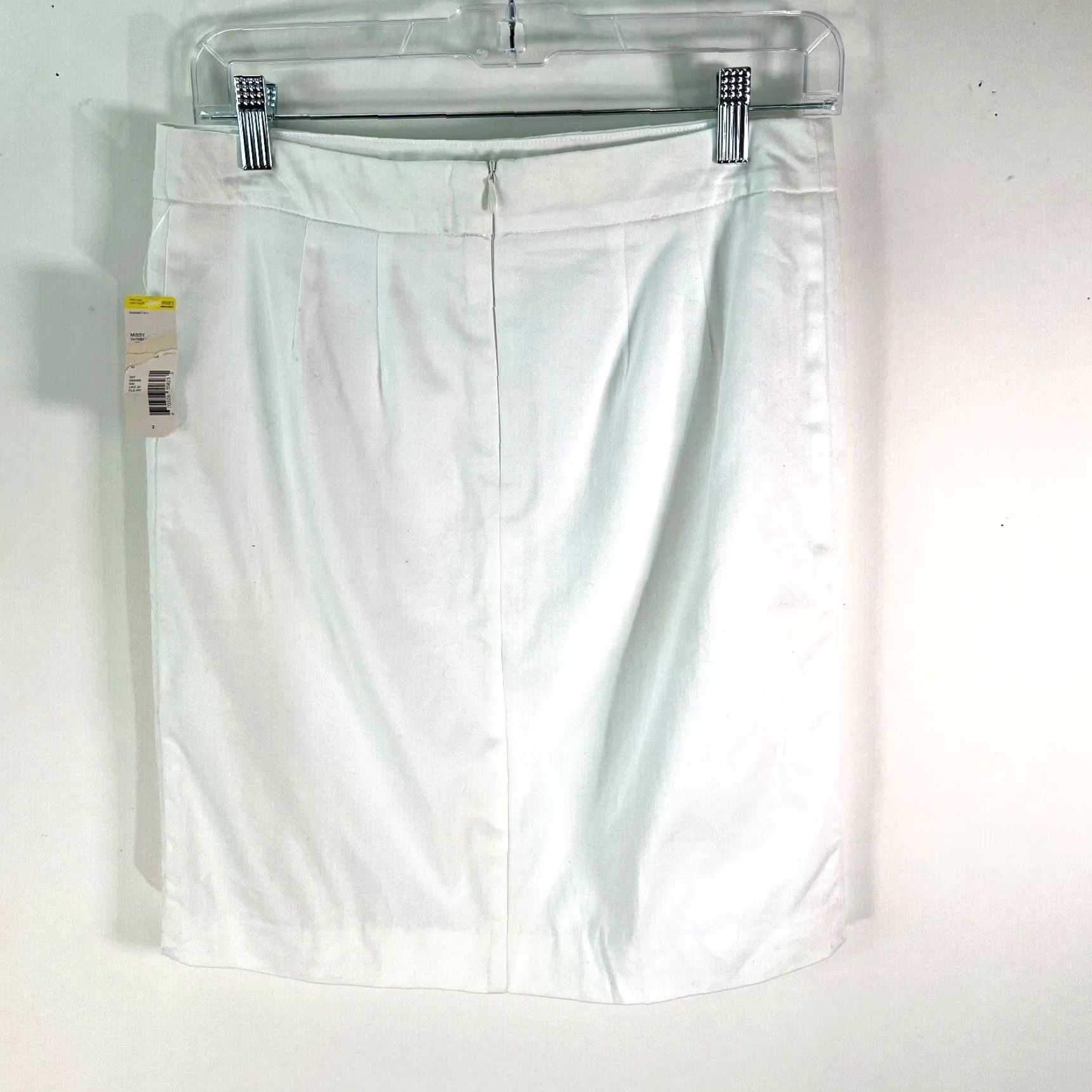 Vintage Metaphor Women White Cotton Blend Back Zip Belted Straight & Pencil Skirt Sz 2 Size 26" / US 2 / IT 38 - 2 Thumbnail