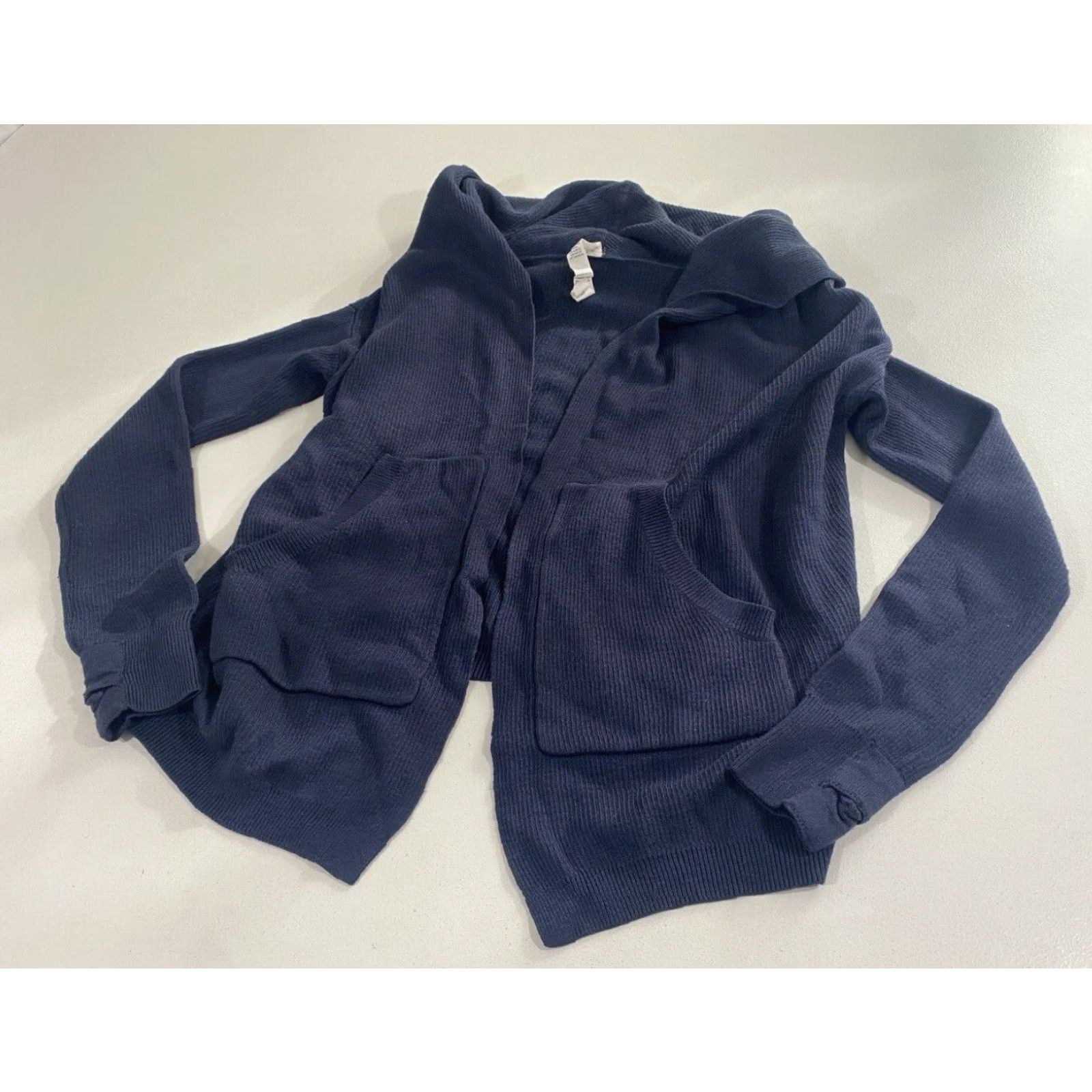 Lululemon VINTAGE Lululemon Cardigan Hoodie Sweater Women’s Knit Wrap Open Front Navy 2 Size XS / US 0-2 / IT 36-38 - 4 Thumbnail