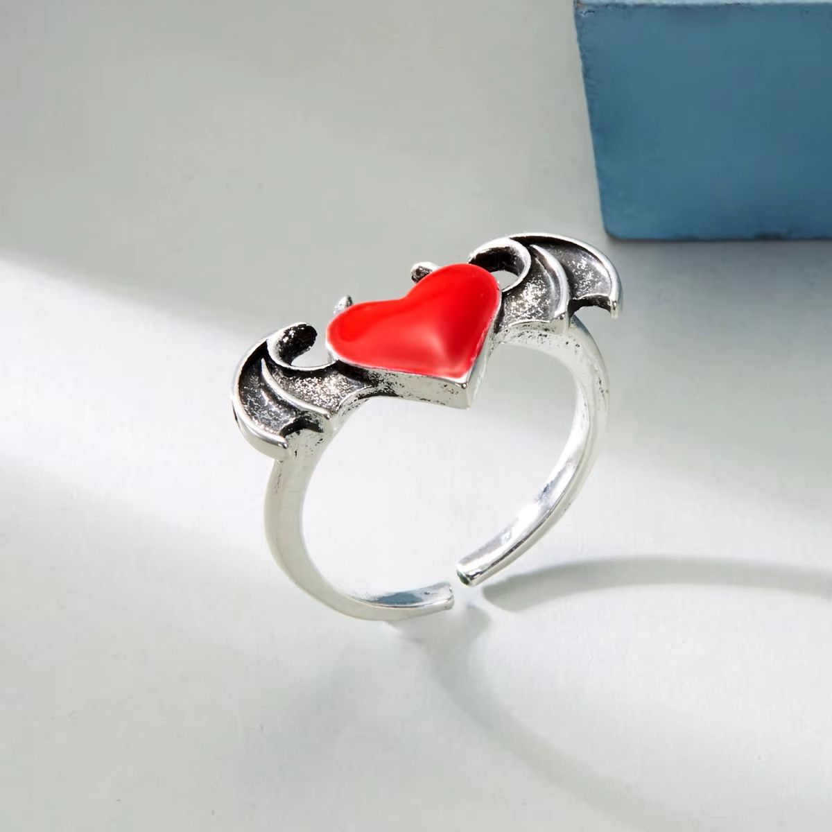 Jewelry Retro Black Red Love Heart Demon Wings Rings Size ONE SIZE - 5 Thumbnail