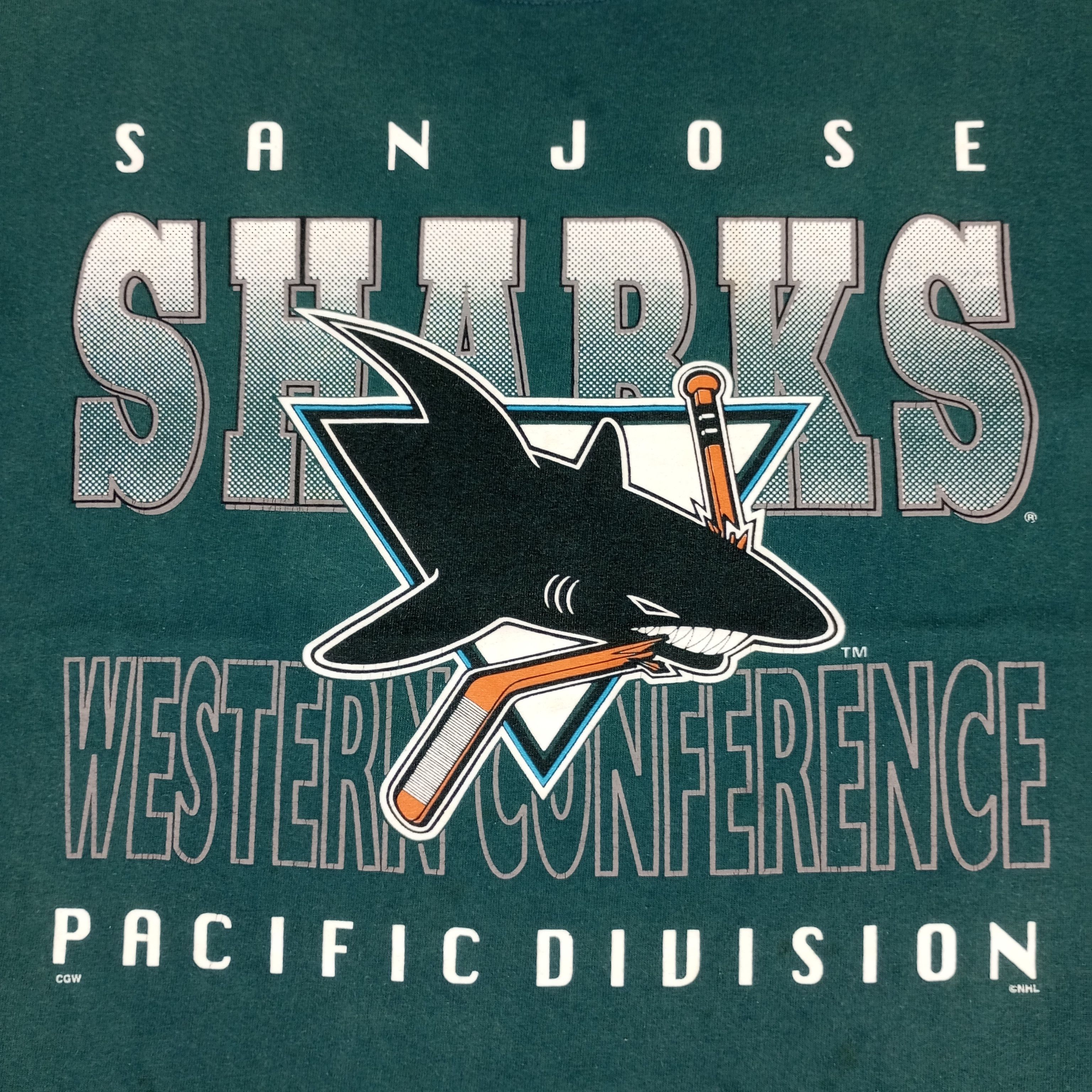 NHL × Vintage San Jose Sharks NHL Ice Hockey Team Vintage Tshirt Size US M / EU 48-50 / 2 - 2 Thumbnail