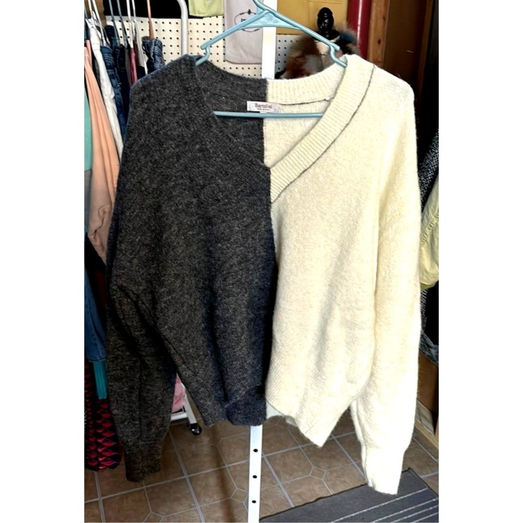 Other V Neck Sweater Two Tone Alpaka Bartolini Made in Italy L Size L / US 10 / IT 46 - 4 Thumbnail