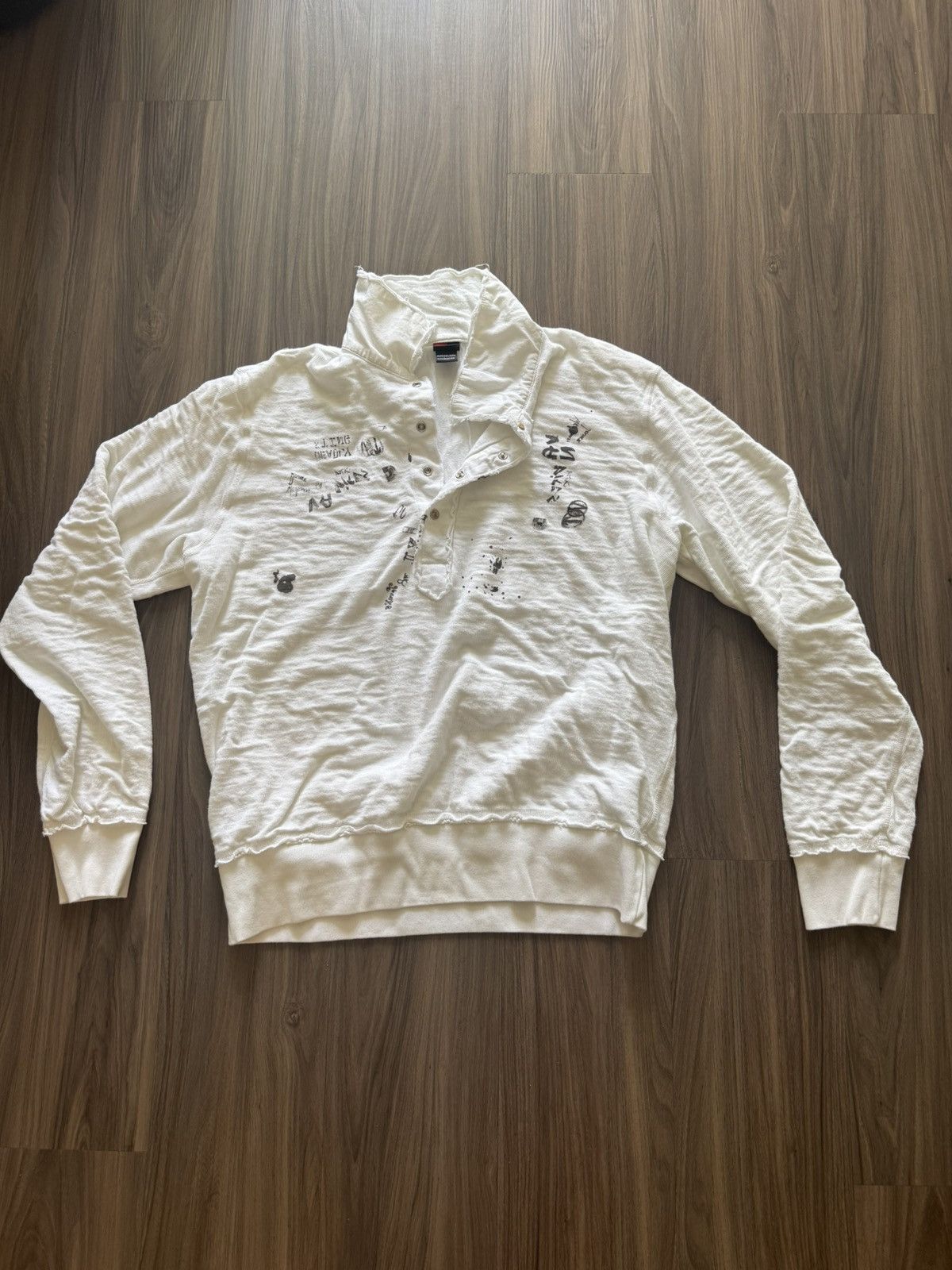 Diesel Diesel Pullover Sweatshirt Mens XXL White Distressed Graphic Size US XXL / EU 58 / 5 - 1 Thumbnail
