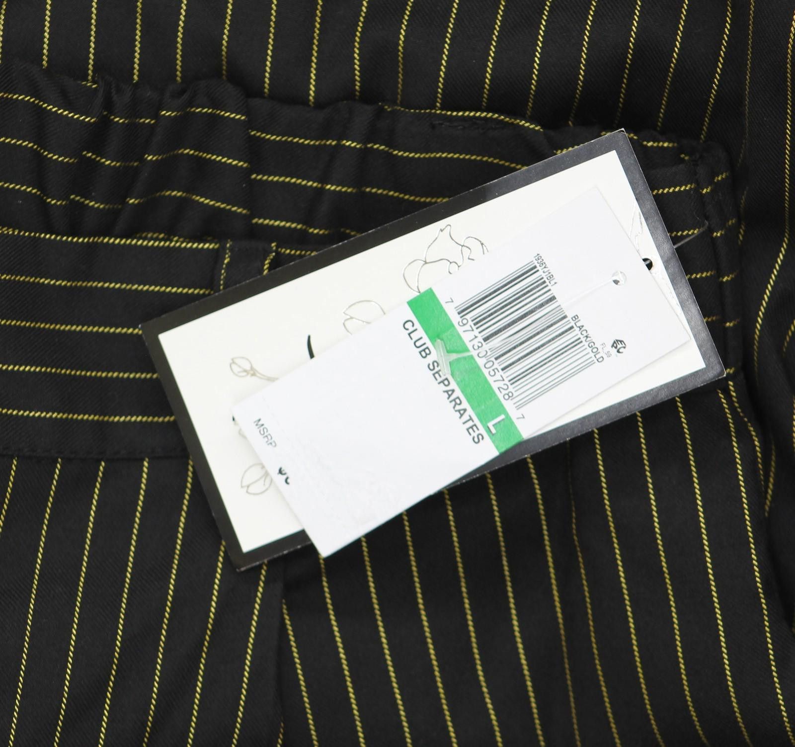 Other Nwt Alex & Sophia Pleated Pinestripe Pants Black / Gold L Size 36" / US 14 / IT 50 - 3 Thumbnail