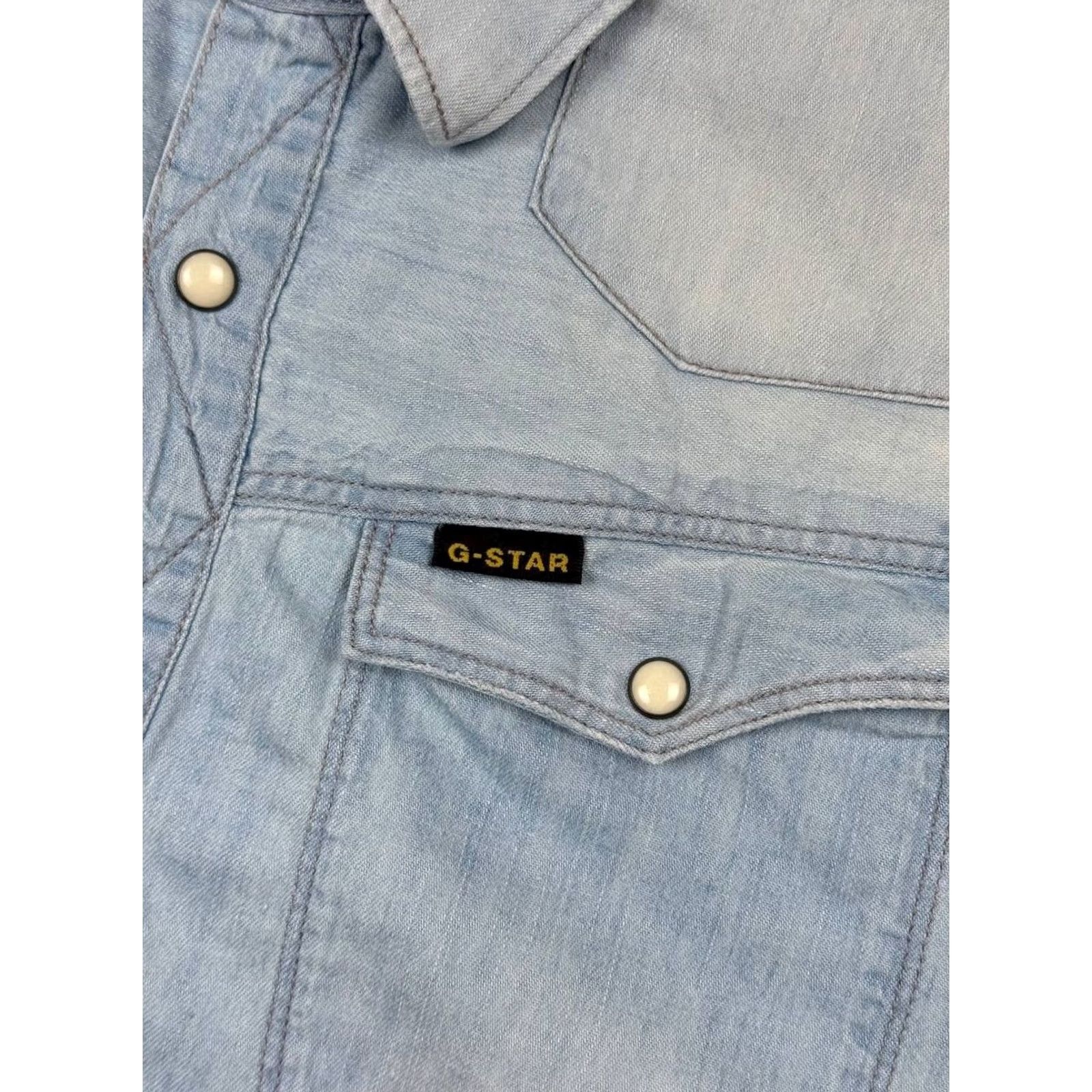 G-Star G-Star Raw Tailor Denim Shirt Short Sleeve Button-Up Men L Blue Size US L / EU 52-54 / 3 - 4 Thumbnail