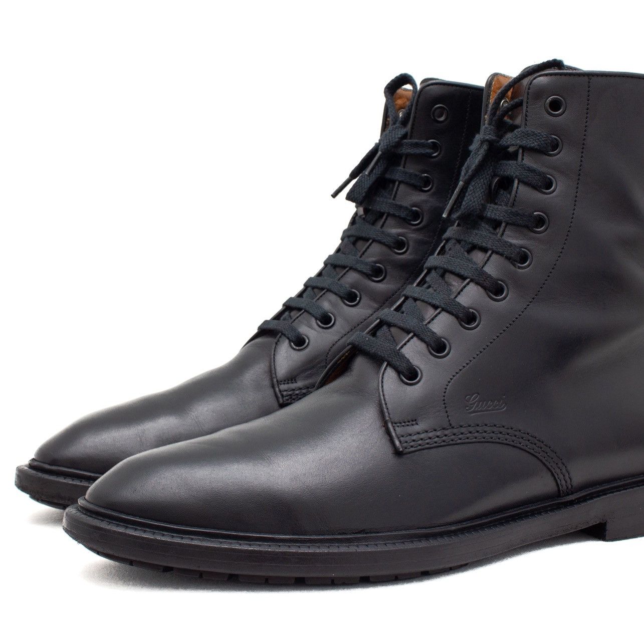 Gucci × Tom Ford × Vintage GUCCI Tom Ford Era Men's Leather Side-zip Combat Boot Black Size US 10.5 / EU 43-44 - 3 Thumbnail
