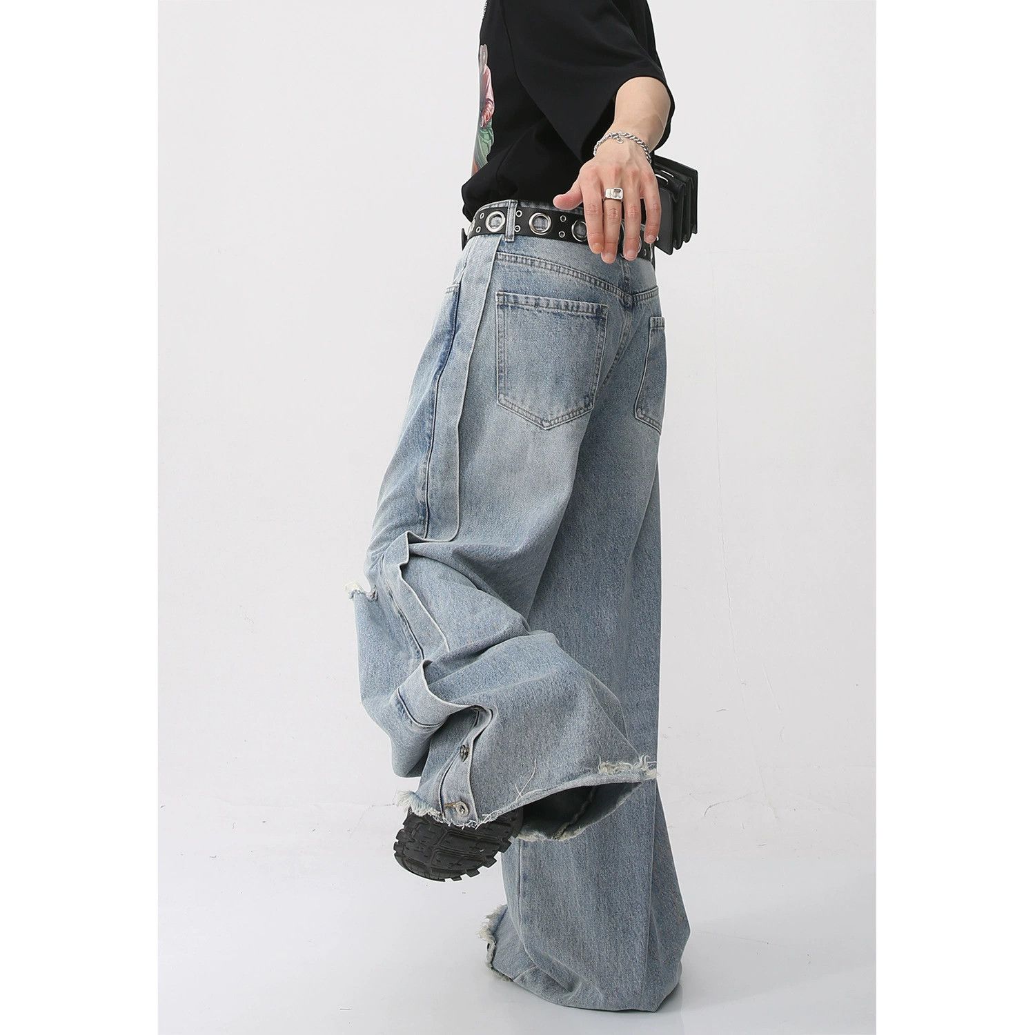 Vintage Japanese retro casual loose ripped jeans Size US 32 / EU 48 - 3 Thumbnail