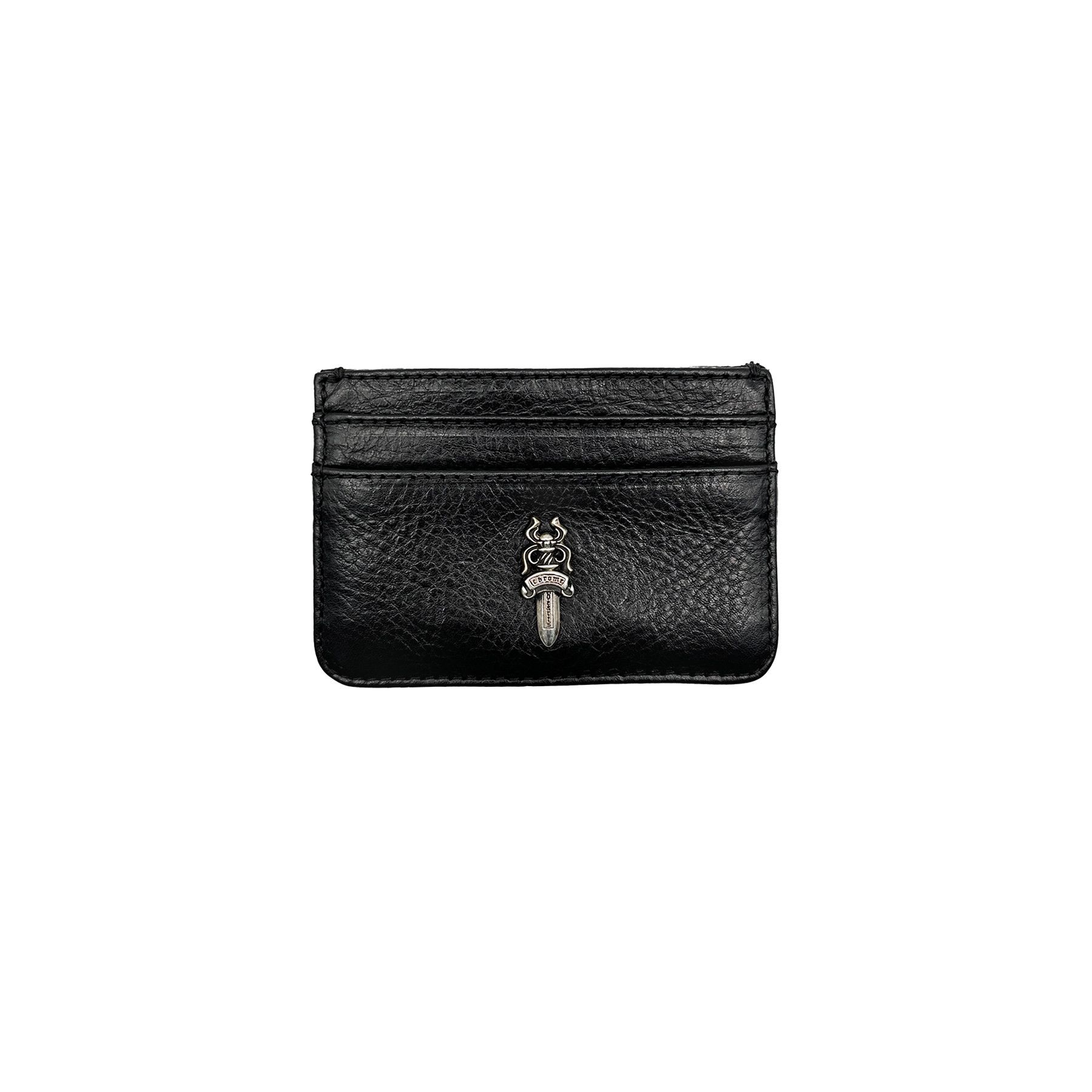 Chrome Hearts Chrome Hearts Silver Dagger Scroll Black Leather Card Holder Size ONE SIZE - 1 Thumbnail