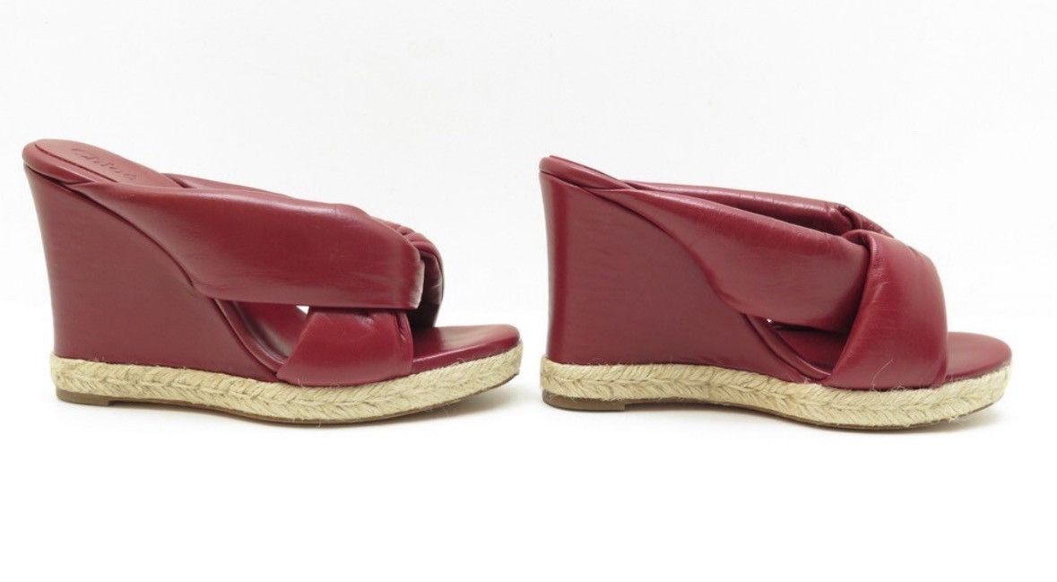 Isabel Marant Isabel Marant Bordeaux Red Leather Wedge Mules Size US 7 / IT 37 - 4 Thumbnail
