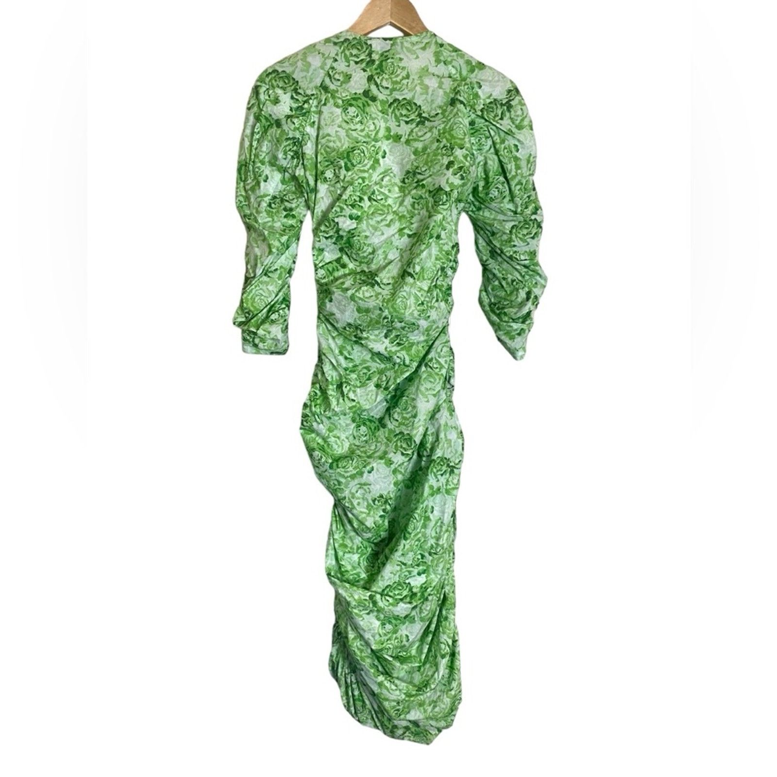 Ganni Ganni Floral cotton-poplin midi dress Green 34 Size XS / US 0-2 / IT 36-38 - 5 Thumbnail