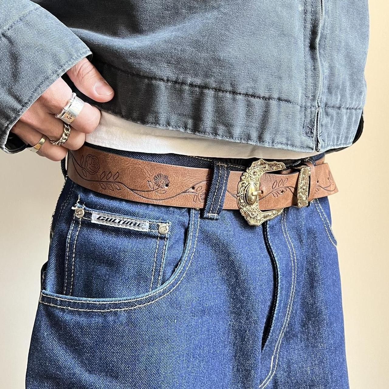 Cowboy Equipment × Vintage vintage style brown american western floral gold boho belt Size ONE SIZE - 6 Thumbnail