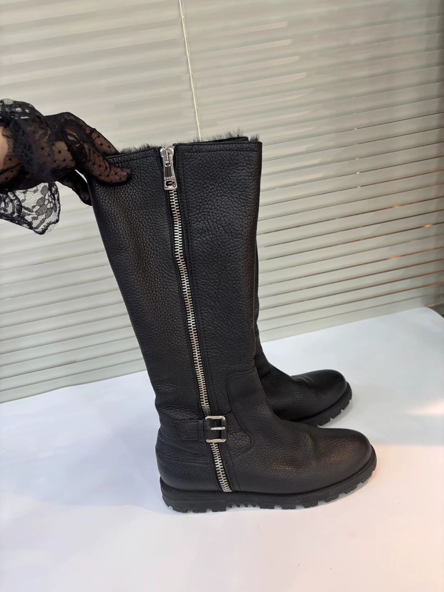 Gucci Gucci Black Leather Long Boots Size US 4.5 / IT 34.5 - 1 Thumbnail