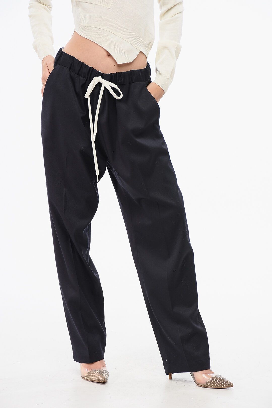 Maison Margiela og1mm0825 Virgin Wool Stretch Blend Pant in Navy Size 27" / US 4 / IT 40 - 1 Thumbnail