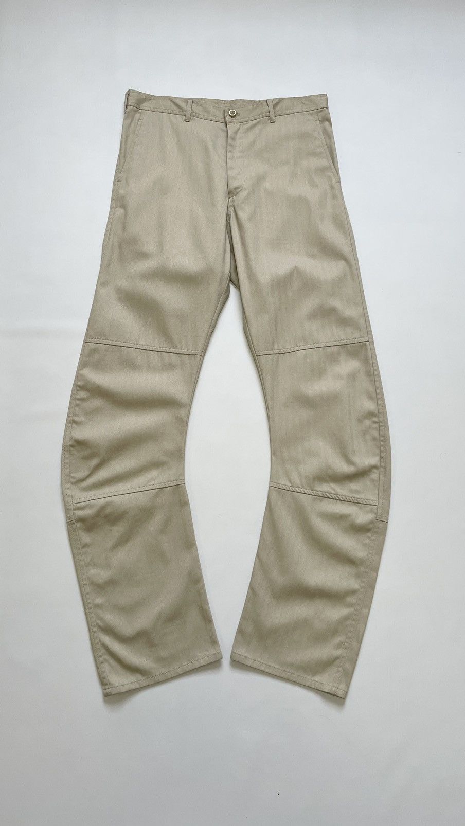 Comme des Garcons Beige ‘Curved Leg’ Utility Trousers Size US 34 / EU 50 - 1 Thumbnail