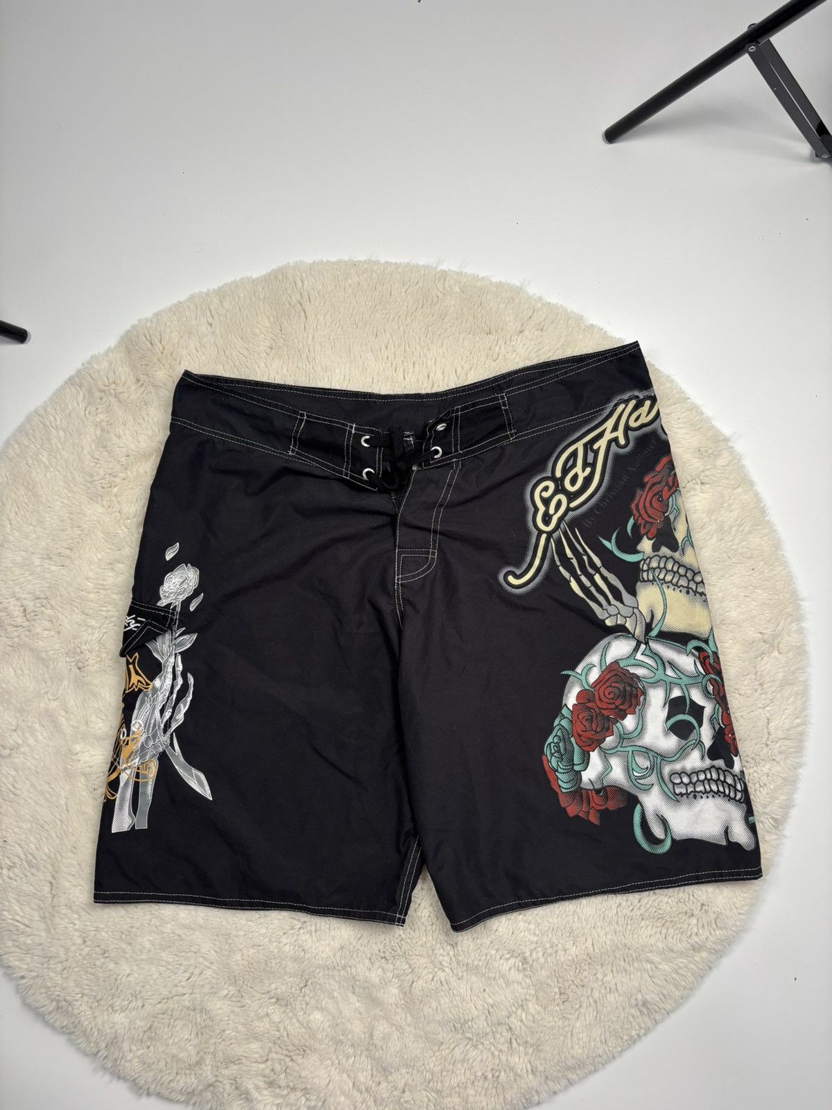 Christian Audigier × Ed Hardy Ed Hardy Vintage Rare Shorts Big Logo Y2K Style Size US 34 / EU 50 - 1 Thumbnail