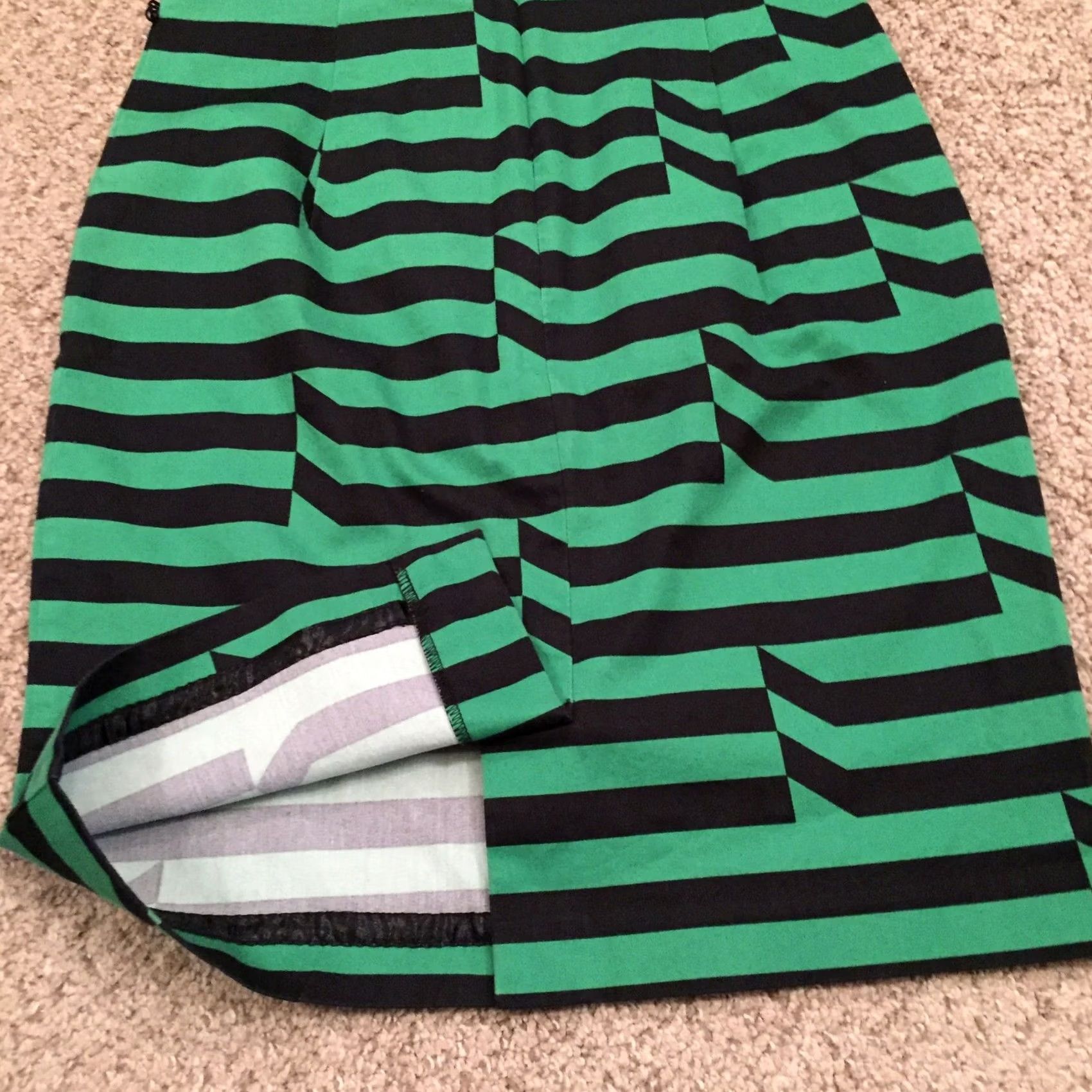 Worthington Worthington Skirt Size 4 Green Blue Striped Pencil Knee Length Slit Unlined Size 27" / US 4 / IT 40 - 5 Thumbnail