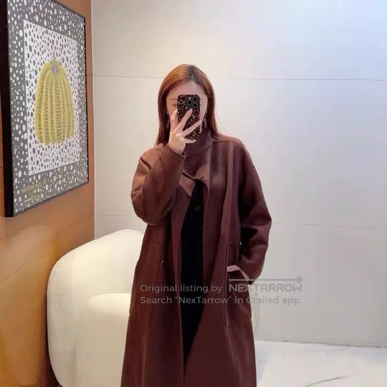 Hermes Hermes Burgundy Collar Long Coat Size XS / US 0-2 / IT 36-38 - 1 Thumbnail