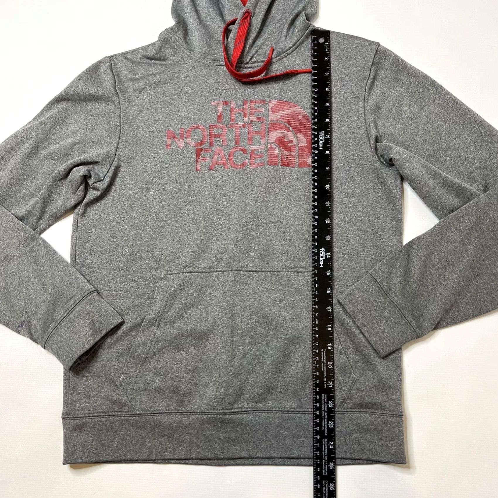 The North Face The North Face Mens Small Heathered Gray Red Pullover Hoodie Spellout Big Logo Hoodie Mens Small Gray Red Size US S / EU 44-46 / 1 - 7 Thumbnail