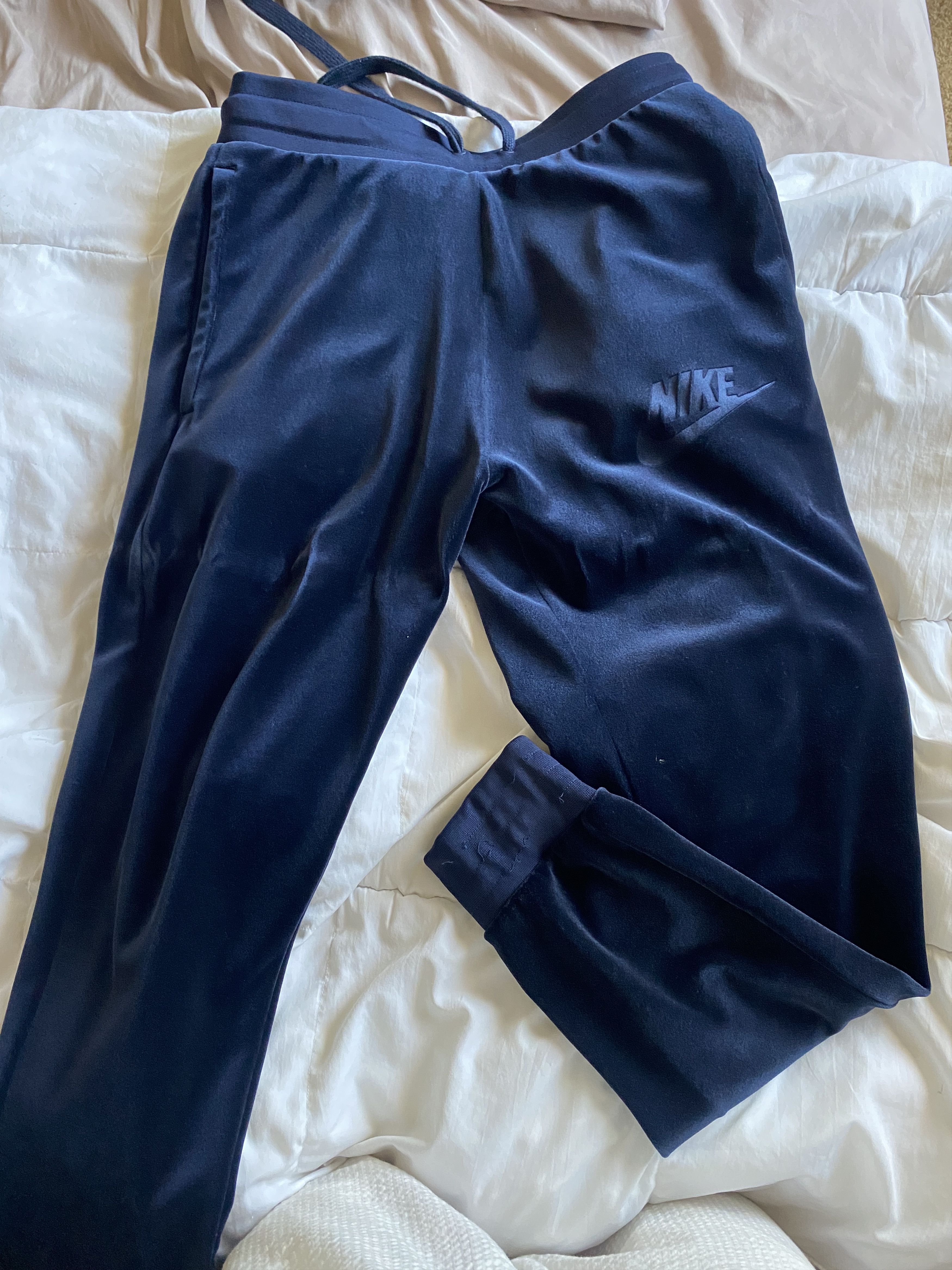 Nike Dark Blue Velour Joggers Size US 30 / EU 46 - 1 Thumbnail