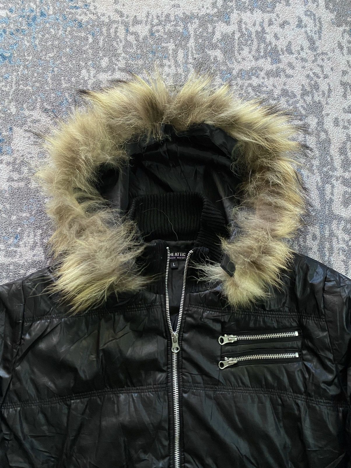 ジャケット・アウター In the attic fur jacket mods coat y2k Vintage Y2K Black Down Bomber Jacket ~ 2000s Oversized Faux