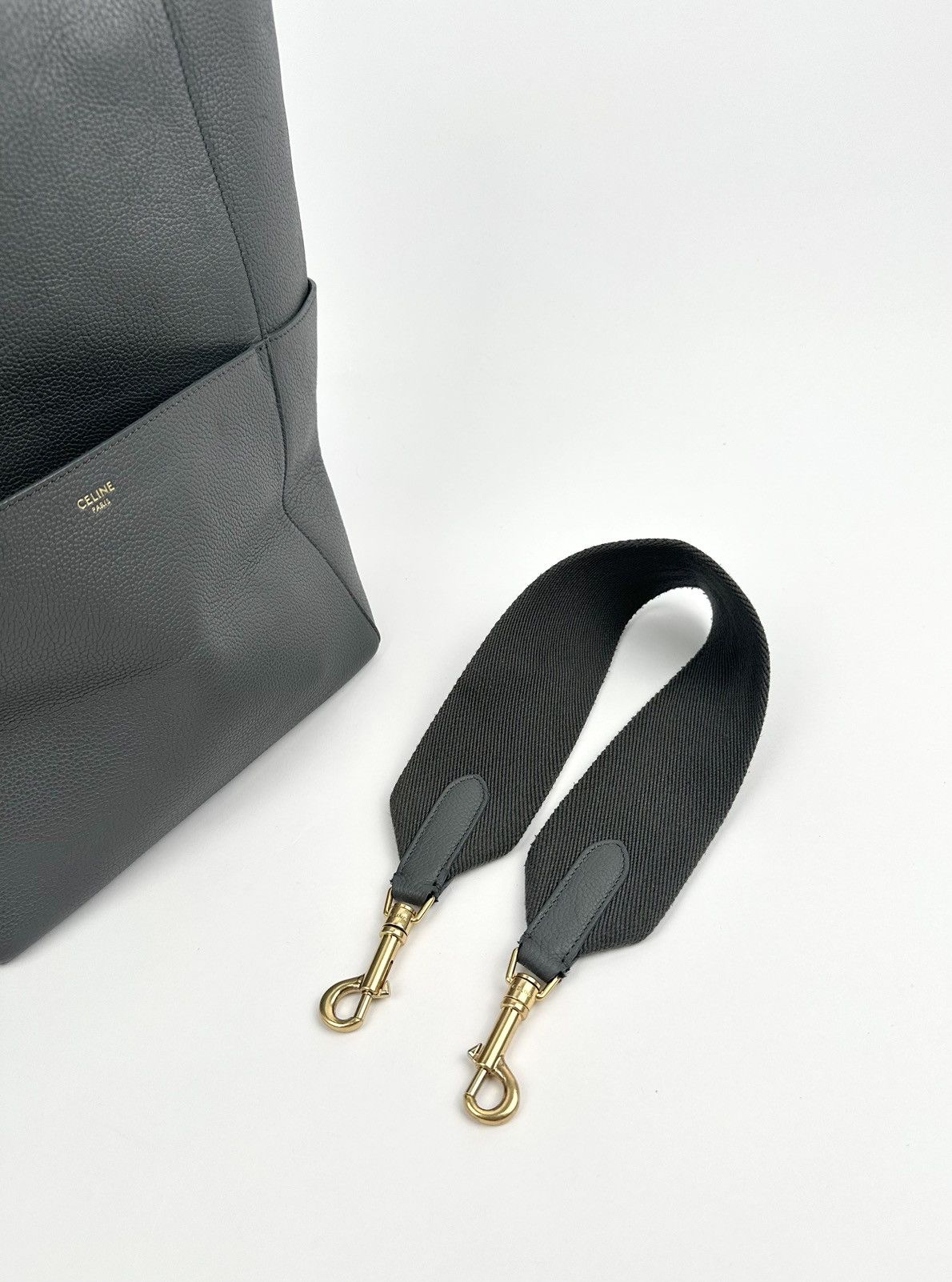 Celine Celine Seau Sangle Bucket Bag Grained Gray Size ONE SIZE - 16 Thumbnail