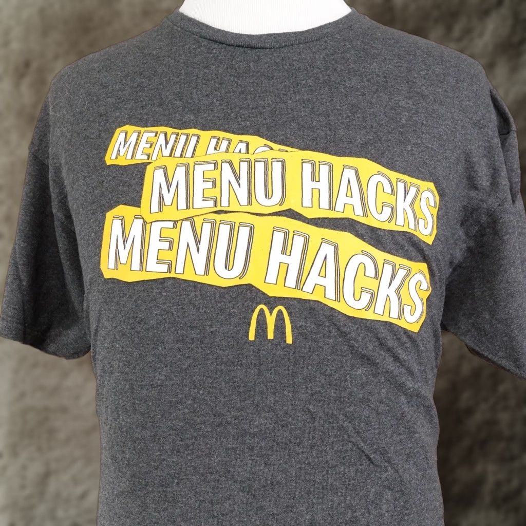 Vintage McDonald's Menu Hacks Shirt Graphic T-Shirt Mens XL Gray Delta Pro Weight Size US XL / EU 56 / 4 - 1 Thumbnail