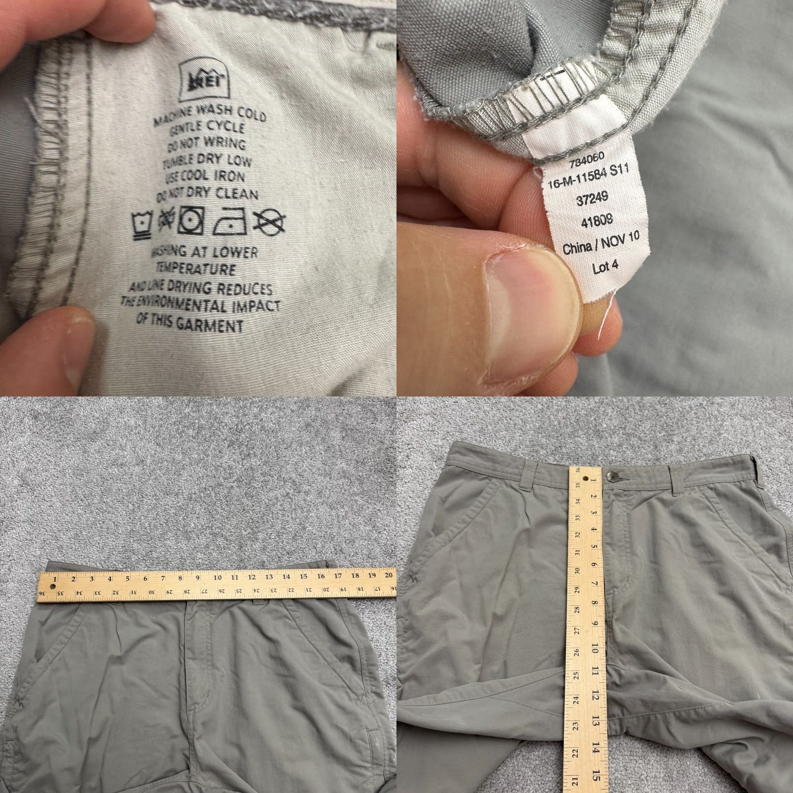 Vintage REI Co-Op Hiking Outdoor Cargo Pants Mens 34x32 Gray Nylon Straight Leg Trail Cargo Pocket Size US 33 - 9 Thumbnail