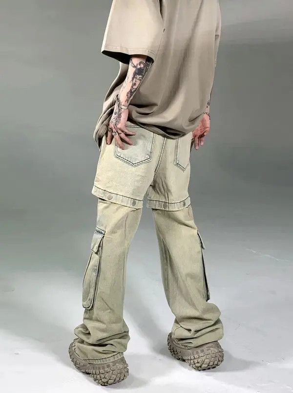 VIBE #25 Retro Buttons Detachable Design Wide Cargo Jeans Size US 29 - 4 Thumbnail