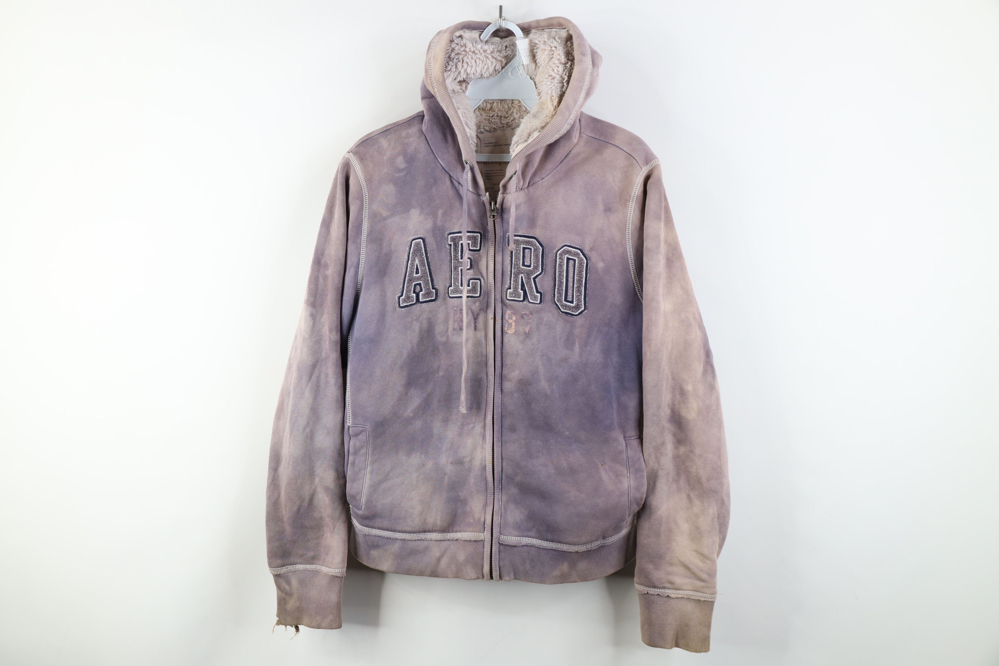 Aeropostale Vintage Y2K Aeropostale Fur Fleece Lined Babydoll Zip Hoodie Size XL / US 12-14 / IT 48-50 - 1 Thumbnail