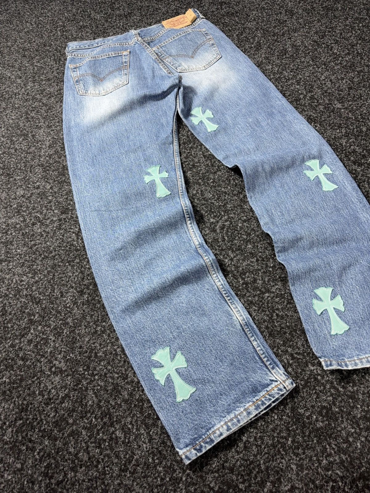 Levi's Vintage💥 90s ‼️Custom Chrome Hearts Style Cross Denim Jeans Size US 32 / EU 48 - 13 Thumbnail