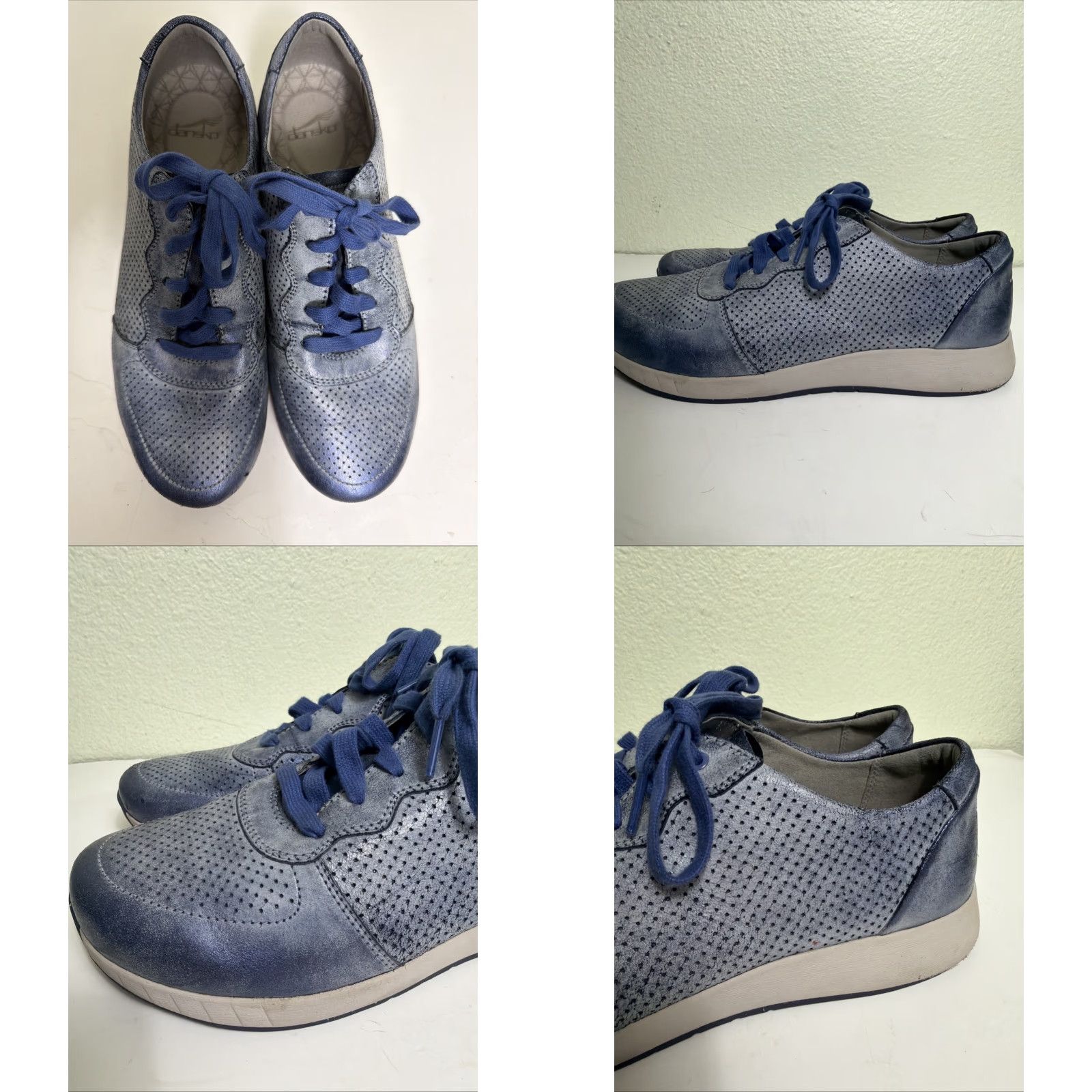 Dansko Dansko Christina Womens Blue Sneaker Leather Size 41 US 10.5-11 Geometric Round Toe Lace Up Casual Activewear Shoes Size US 11 / IT 41 - 8 Thumbnail