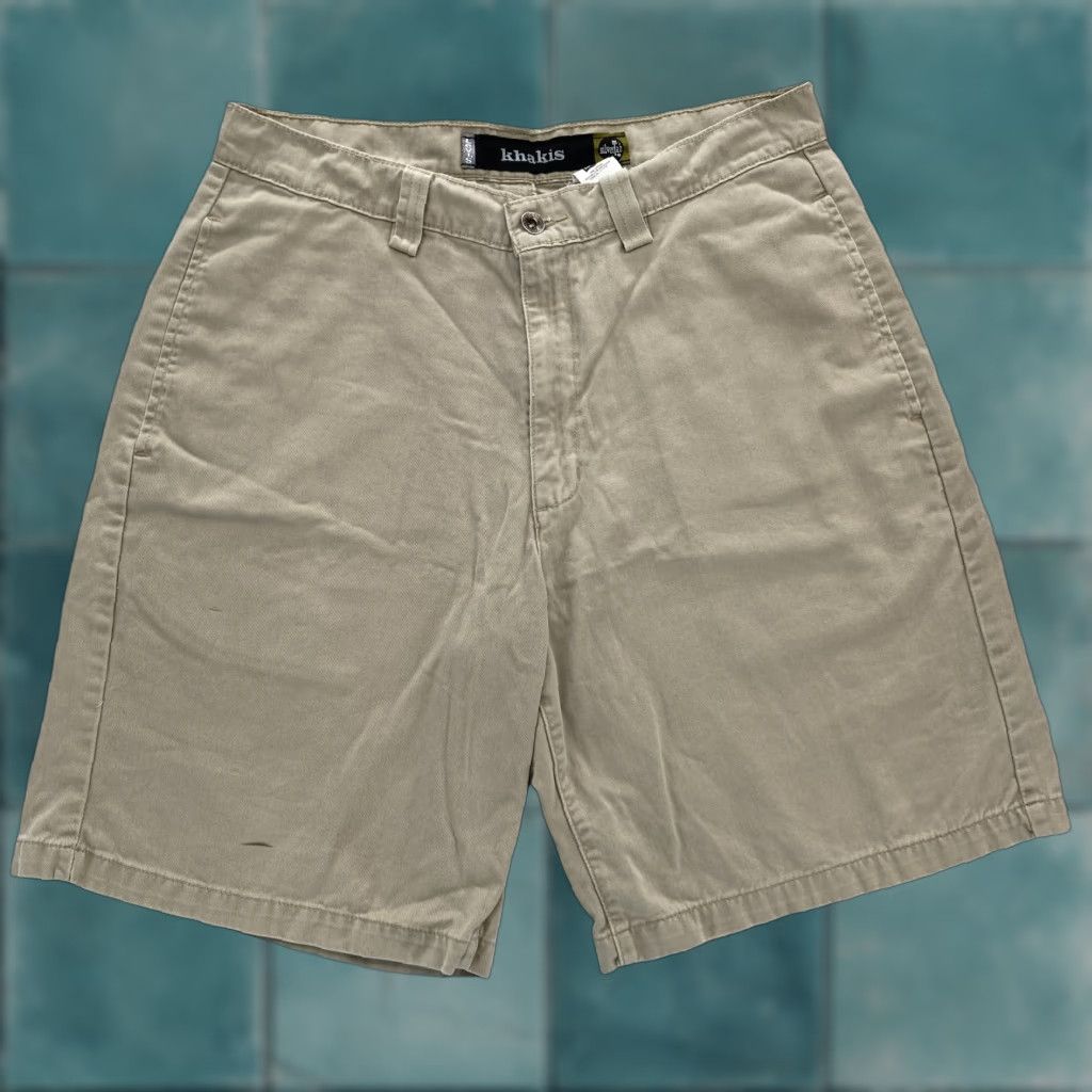 Levi's Vintage Levi's SilverTab Khaki Short Mens 33 Beige Flat Front Casual 1999 Skater Size US 33 - 1 Thumbnail