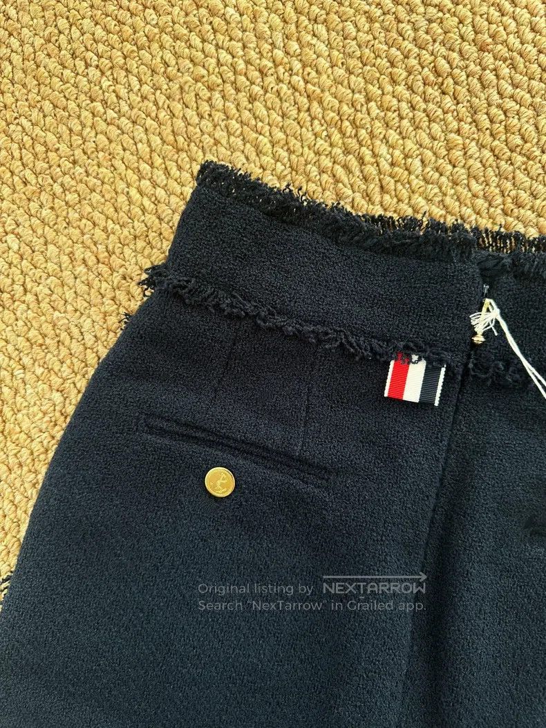 Thom Browne Thom Browne Navy Blue Classic Logo Fringed Short Dress Size 27" / US 4 / IT 40 - 6 Thumbnail