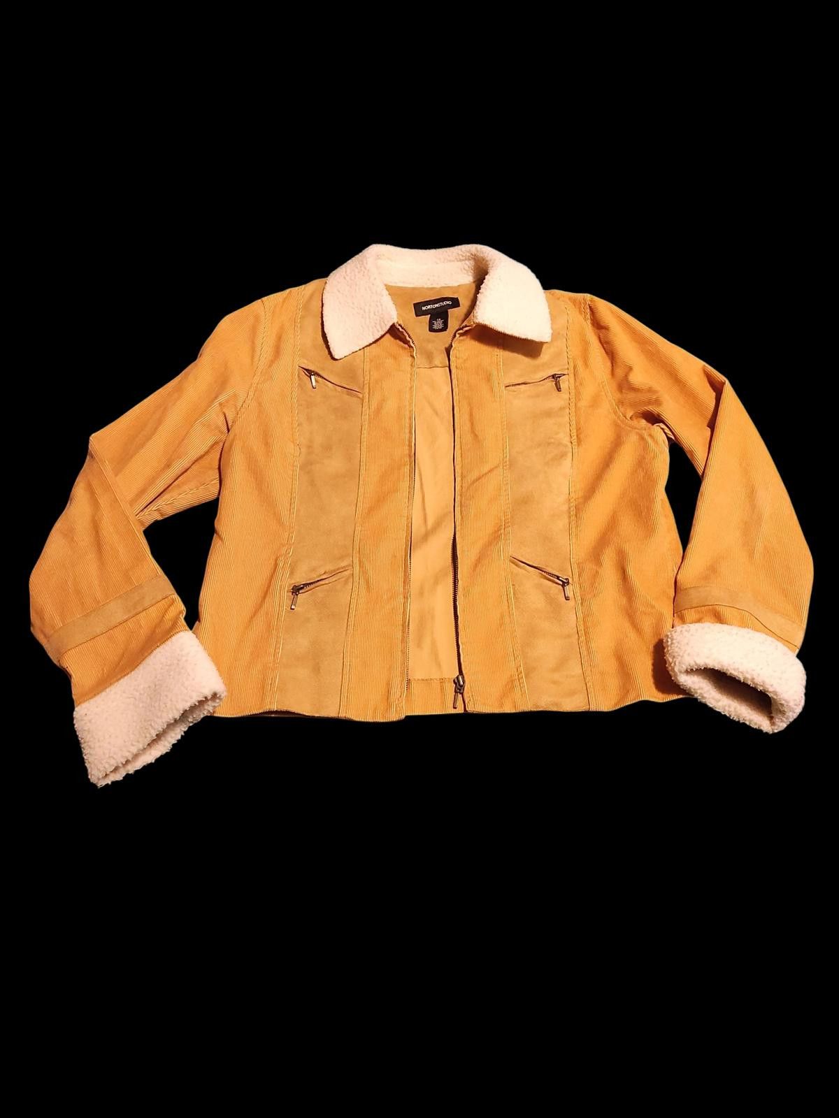 Designer Norton Studio Women's Tan Suede Jacket with Sherpa Lining Size XL / US 12-14 / IT 48-50 - 3 Thumbnail