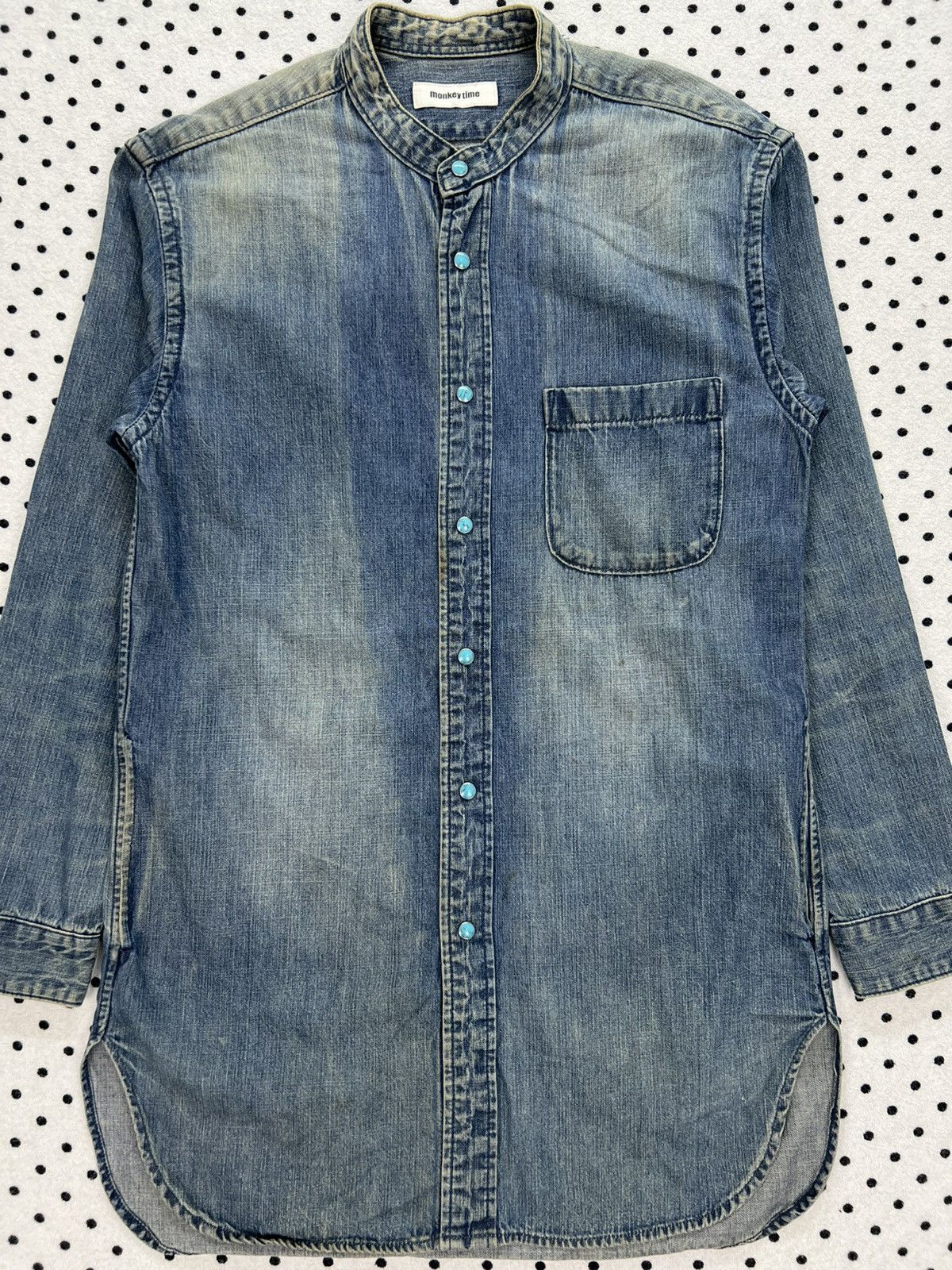 monkey time Monkey Time Dirty Distressed Denim Shirt Size US XS / EU 42 / 0 - 3 Thumbnail