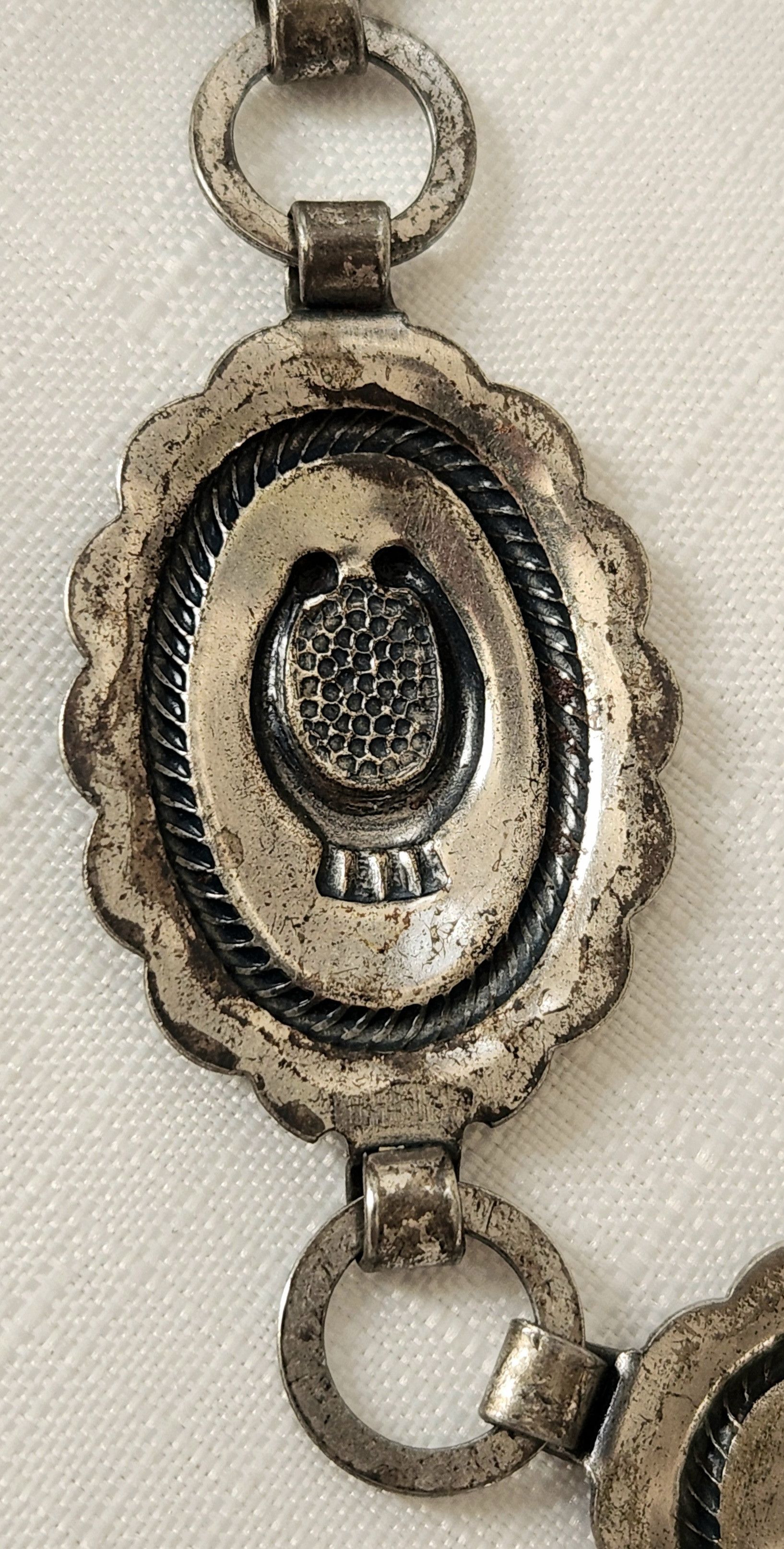 Other Sanford Sancrest R Concho Belt vtg Silver Patina color Natve Size ONE SIZE - 11 Thumbnail