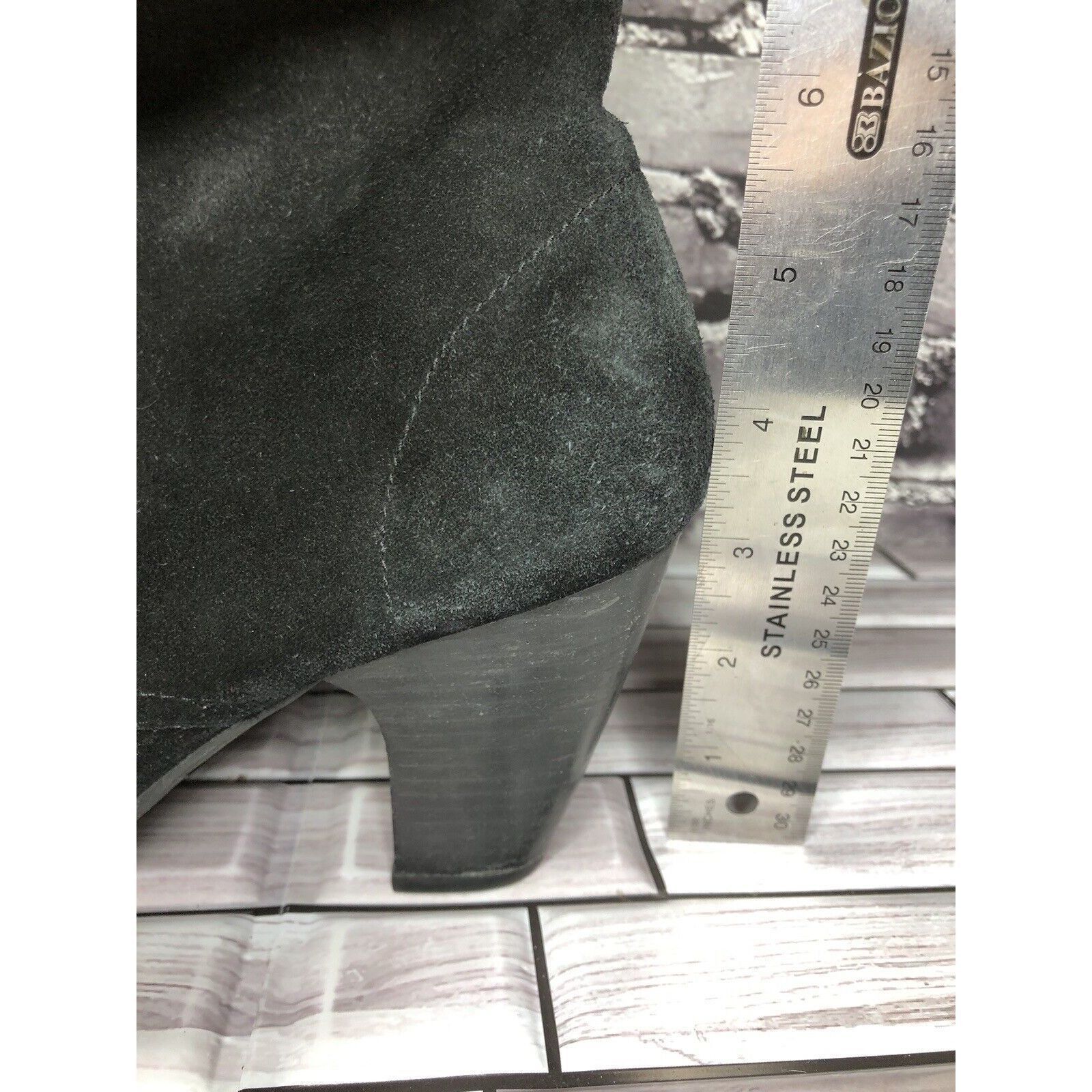 Clarks Indigo Clarks Black Suede Leather Ankle Stacked Heel Booties Size US 8 / IT 38 - 14 Thumbnail