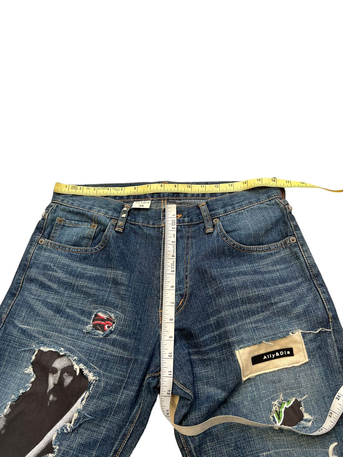 Vintage ALLY & DIA Japan Ripped Patchwork Rivets Denim Size US 31 - 3 Thumbnail