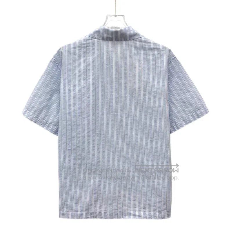 Dior Dior Light blue striped cotton lapel half-zipper short-sle Size US S / EU 44-46 / 1 - 2 Thumbnail