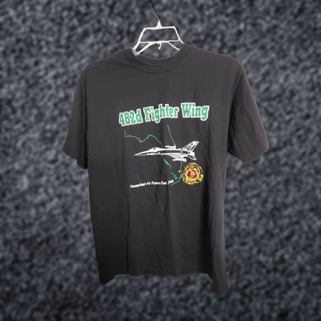 Hanes Vintage 90s Mens L 482d Fighter Wing FL Air national guard Shirt Double Sided Size US L / EU 52-54 / 3 - 1 Thumbnail