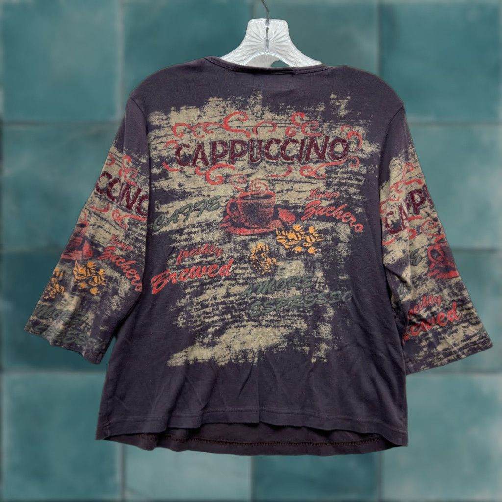 Mary McFadden VINTAGE Y2K Mary McFadden Shirt XL Brown Sequin Cappuccino Boho Fairy Grunge Western Womens Size XL / US 12-14 / IT 48-50 - 1 Thumbnail